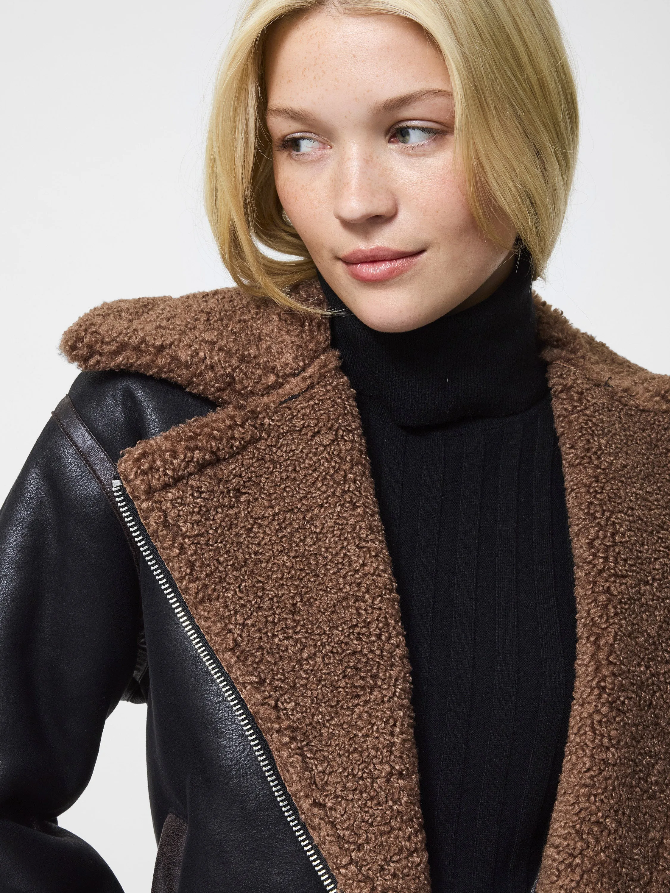 Vegan Shearling Zip Up Jacket sold by French Connection product image thumbnail 4