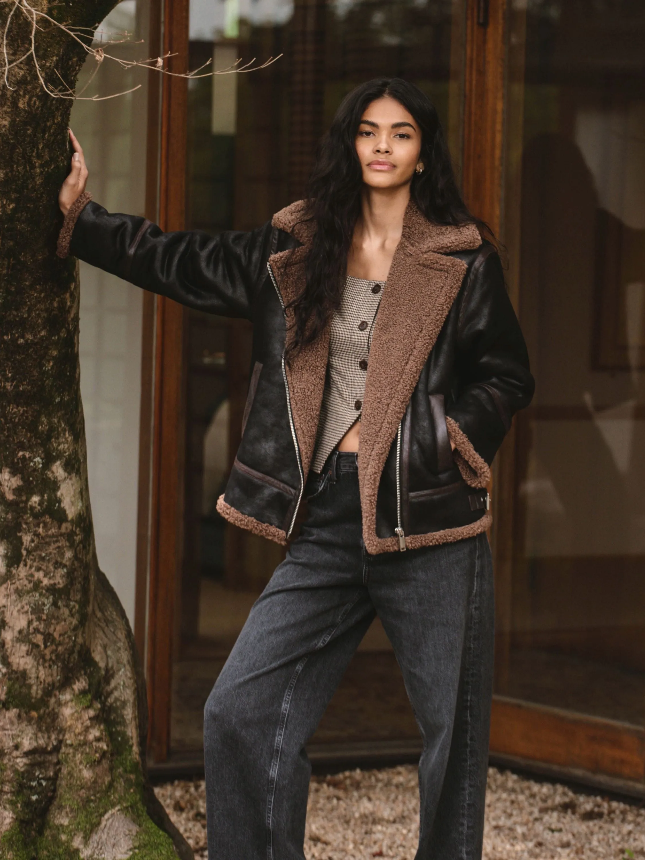 Vegan Shearling Zip Up Jacket sold by French Connection