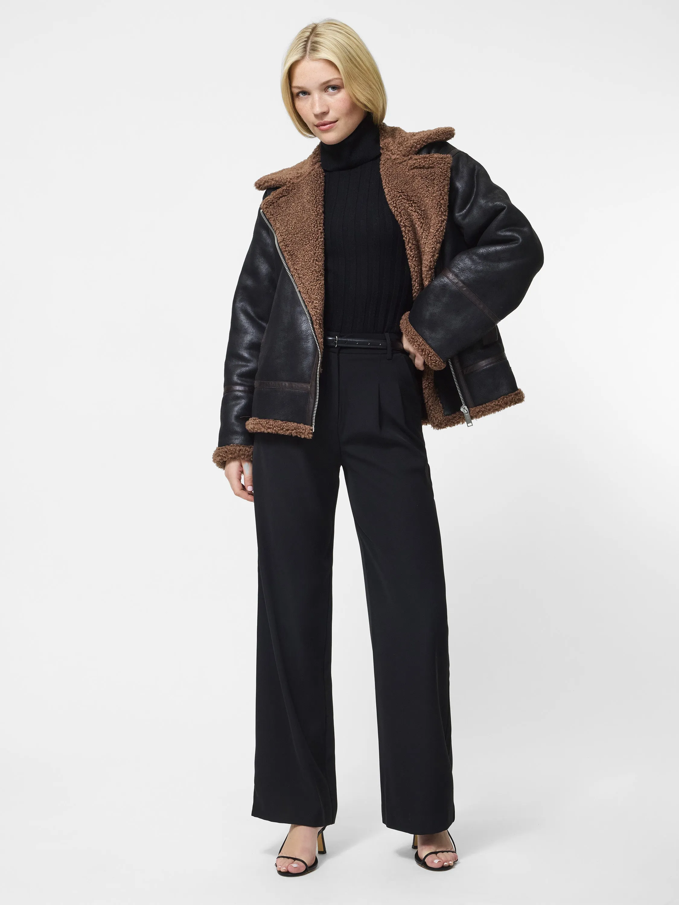 Vegan Shearling Zip Up Jacket sold by French Connection product image thumbnail 3