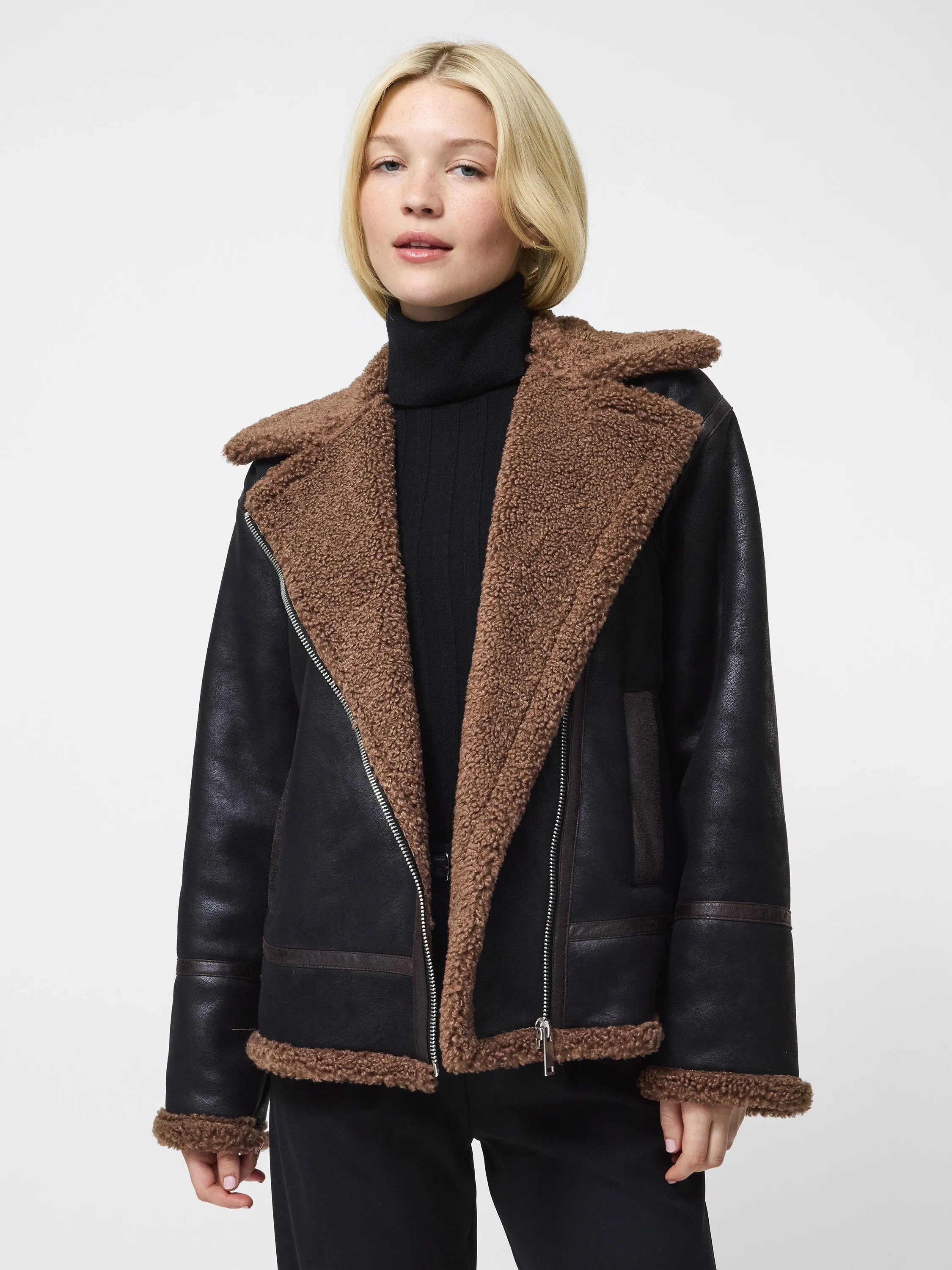 Vegan Shearling Zip Up Jacket sold by French Connection product image thumbnail 2