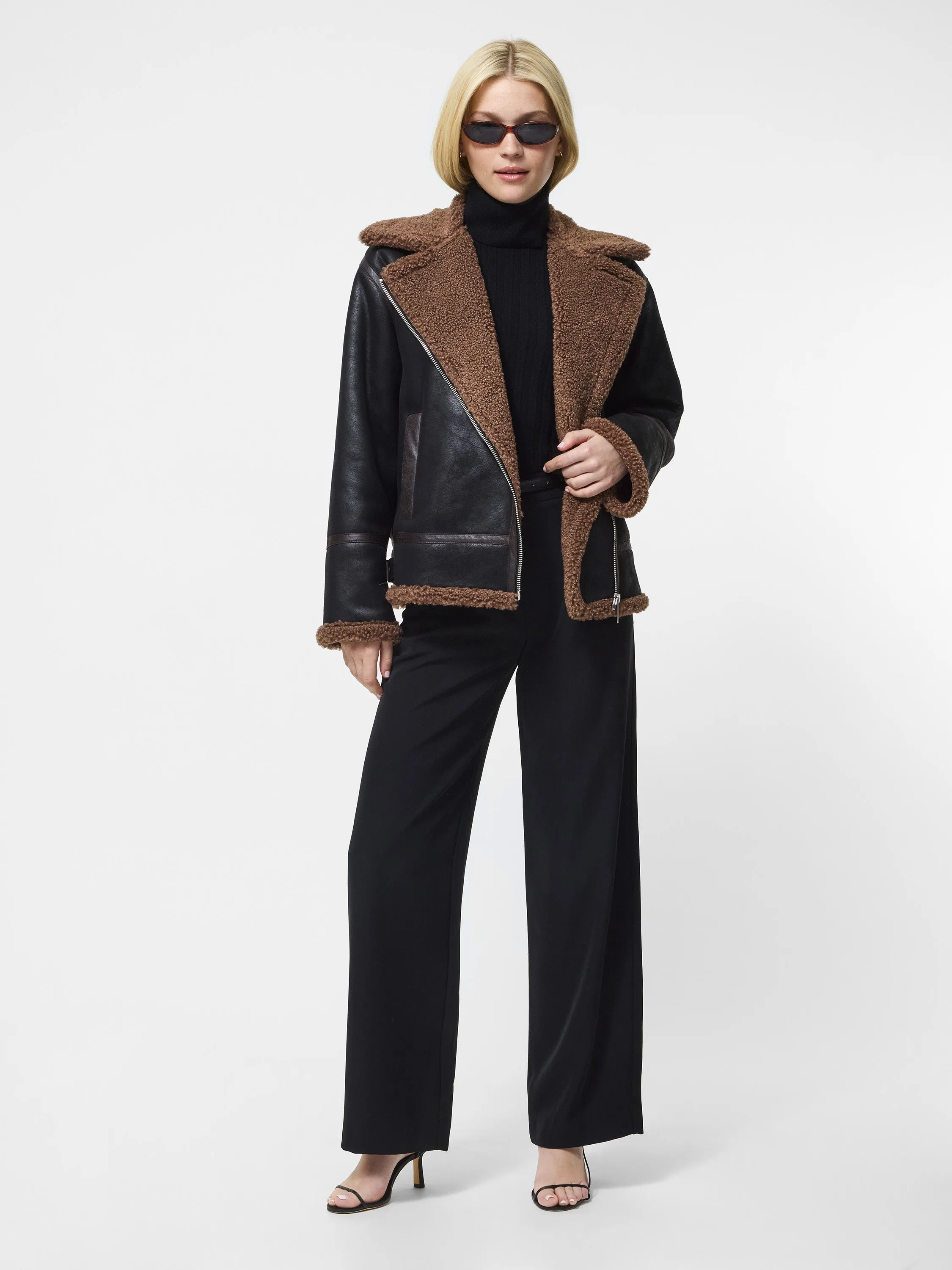 Vegan Shearling Zip Up Jacket sold by French Connection product image thumbnail 5