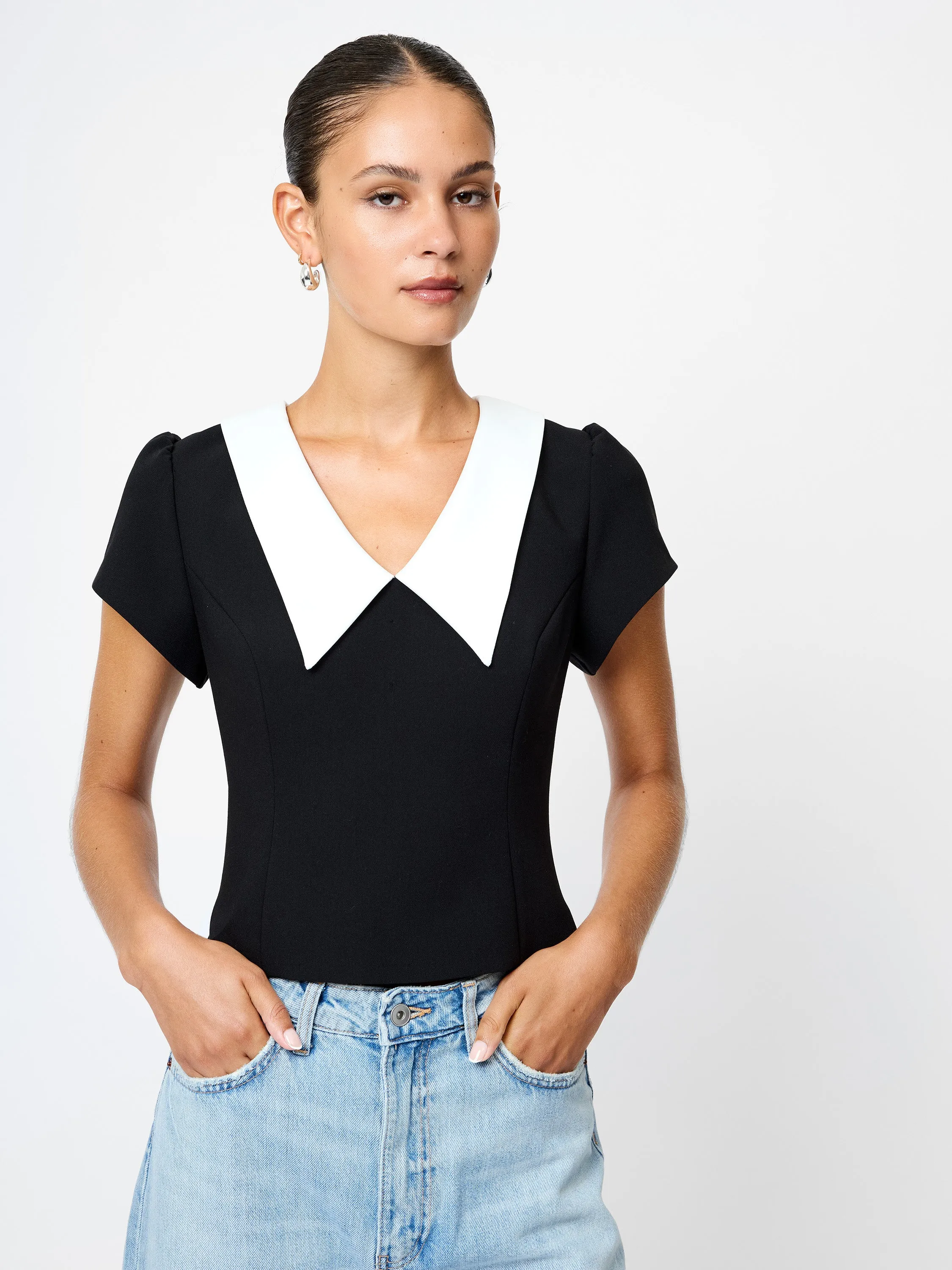 Azra Oversized Collar Top sold by French Connection