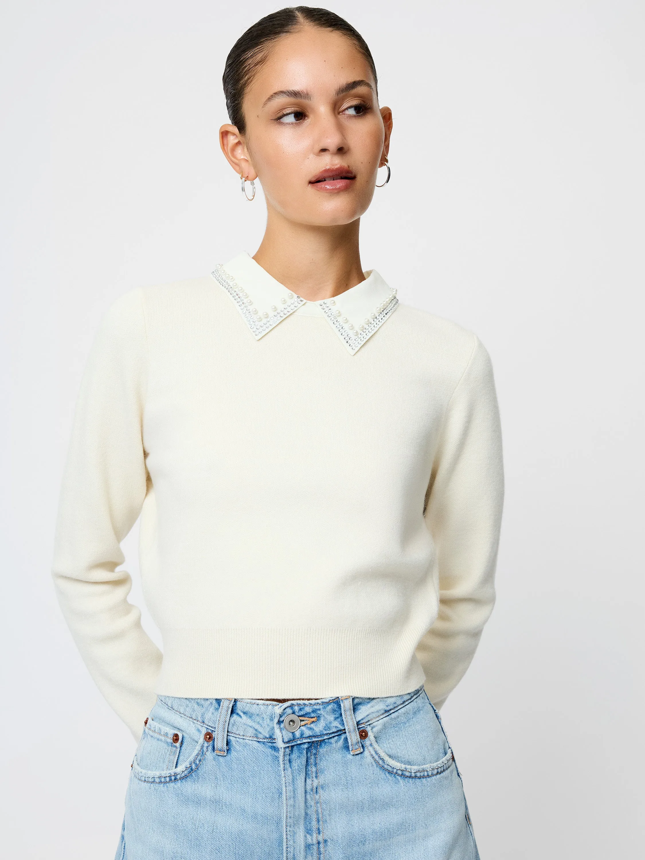 Avea Knit Embellished Collar Sweater sold by French Connection