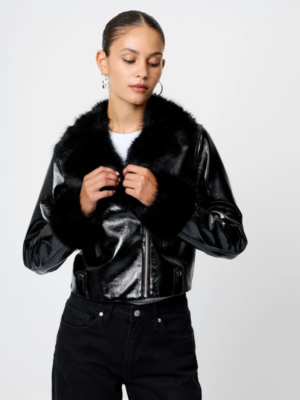 Camryn Crinkled Moto Jacket sold by French Connection