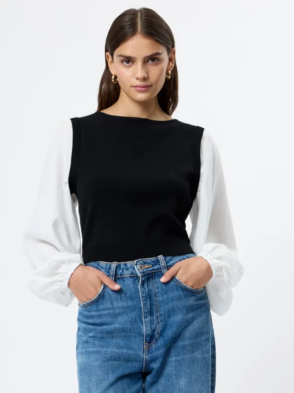 Maxime Knit Shirting Long Sleeve Top sold by French Connection