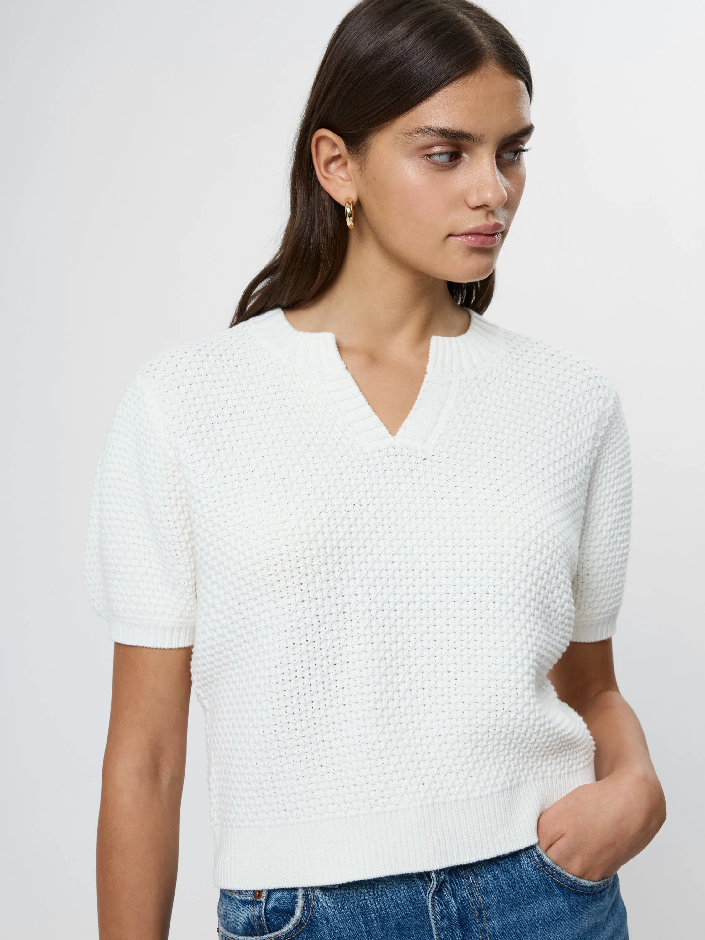 Remy Cotton Blend V-Neck Top sold by French Connection product image thumbnail 2