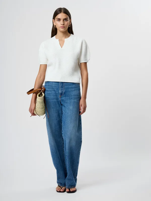 Remy Cotton Blend V-Neck Top sold by French Connection