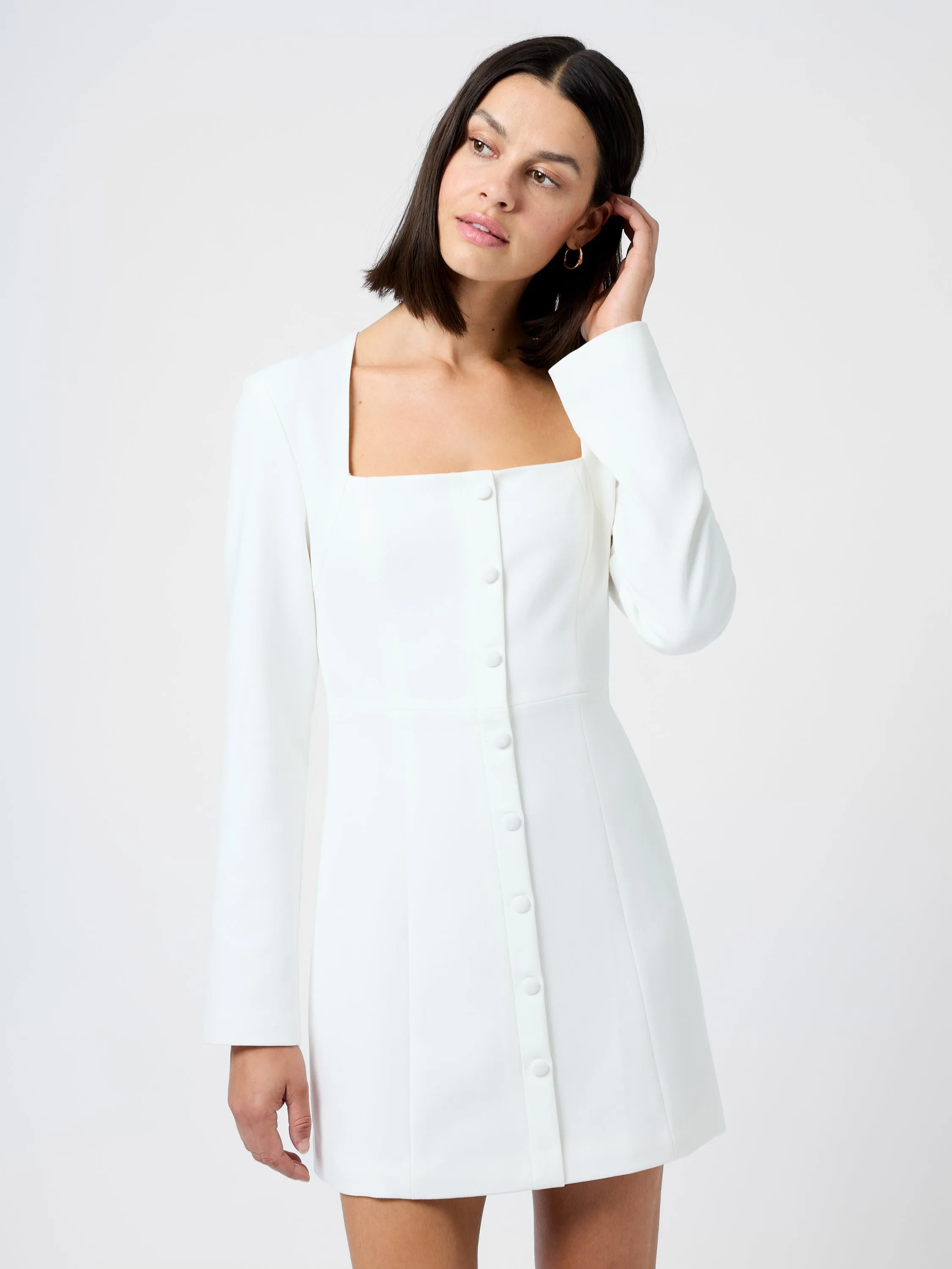 WHISPER SQUARE NECK LONG SLEEVE MINI DRESS sold by French Connection product image thumbnail 2
