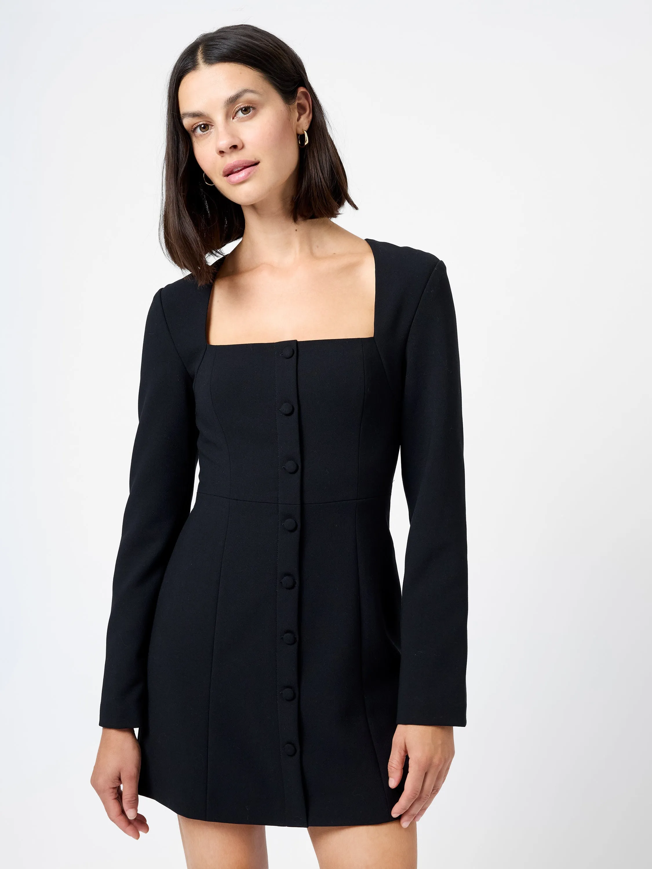 WHISPER SQUARE NECK LONG SLEEVE MINI DRESS sold by French Connection product image thumbnail 3