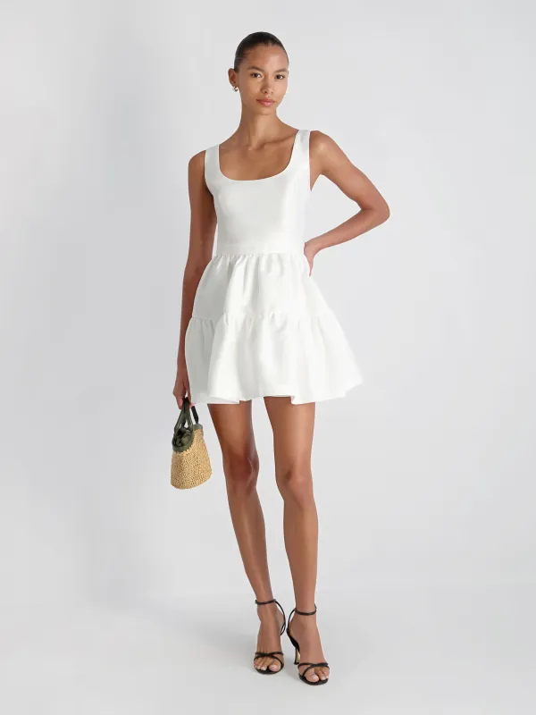 STRUCTURED TAFFETA TIERED FLARE MINI DRESS made by French Connection