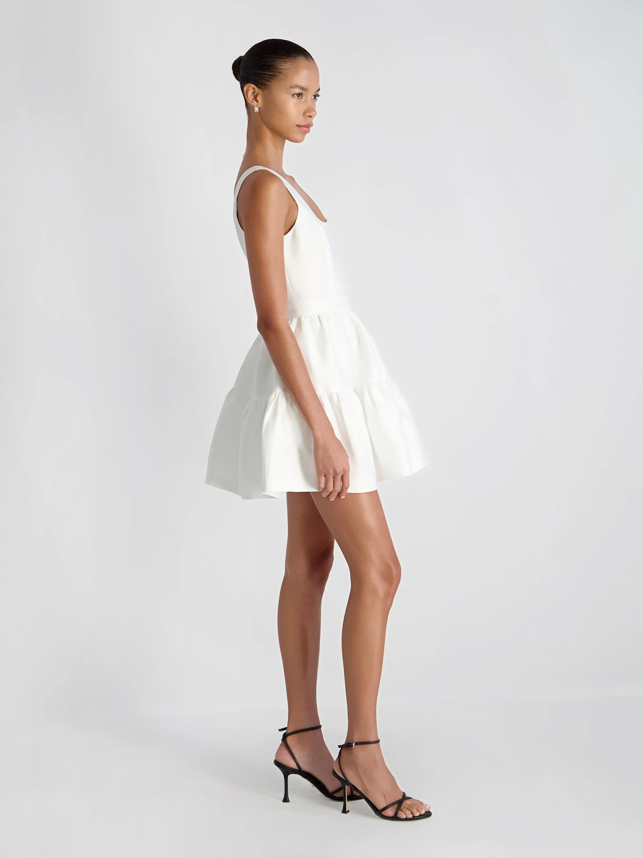STRUCTURED TAFFETA TIERED FLARE MINI DRESS sold by French Connection product image thumbnail 4