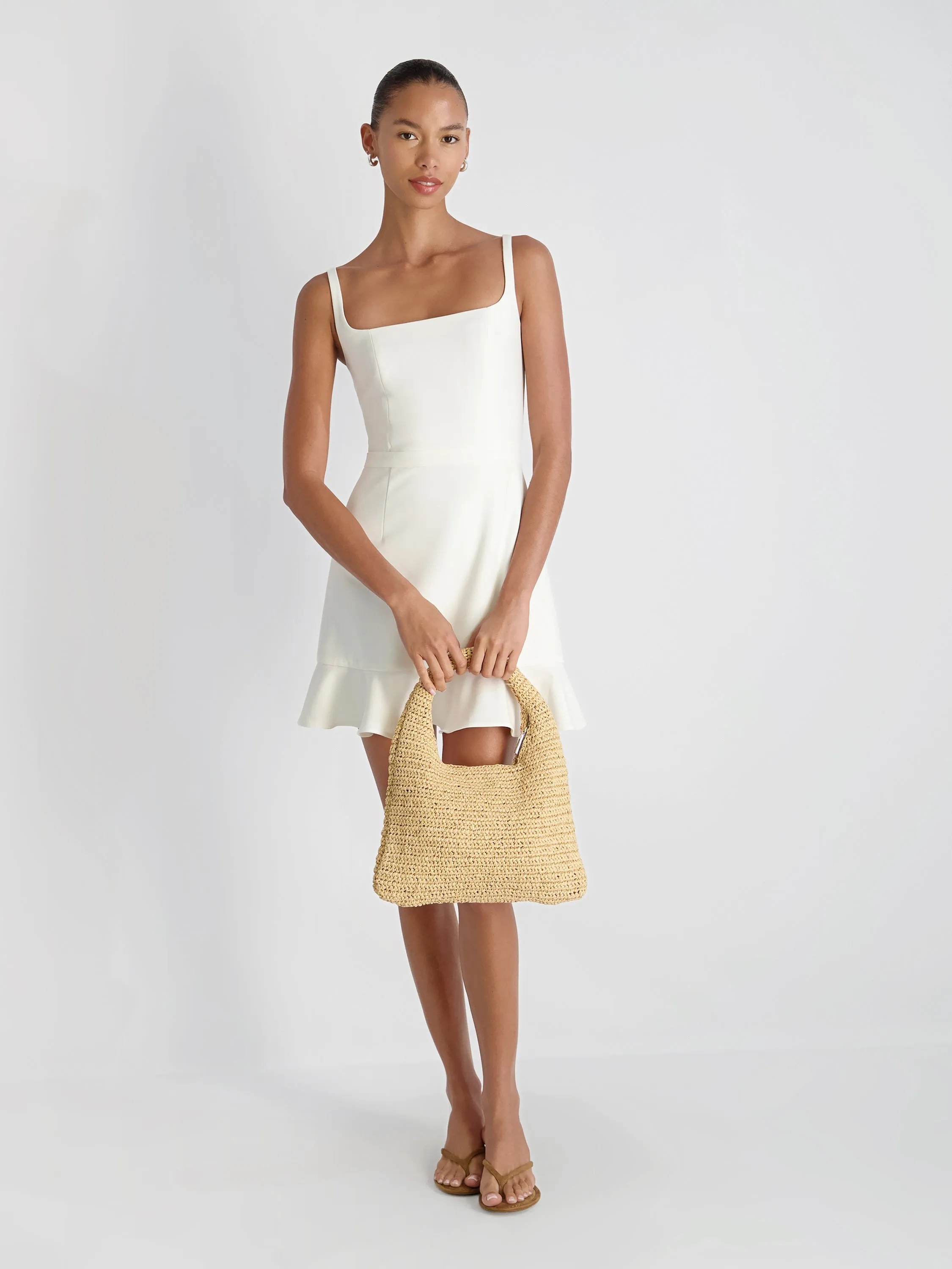 WHISPER SQUARE NECK FRILL HEM MINI DRESS sold by French Connection product image thumbnail 2