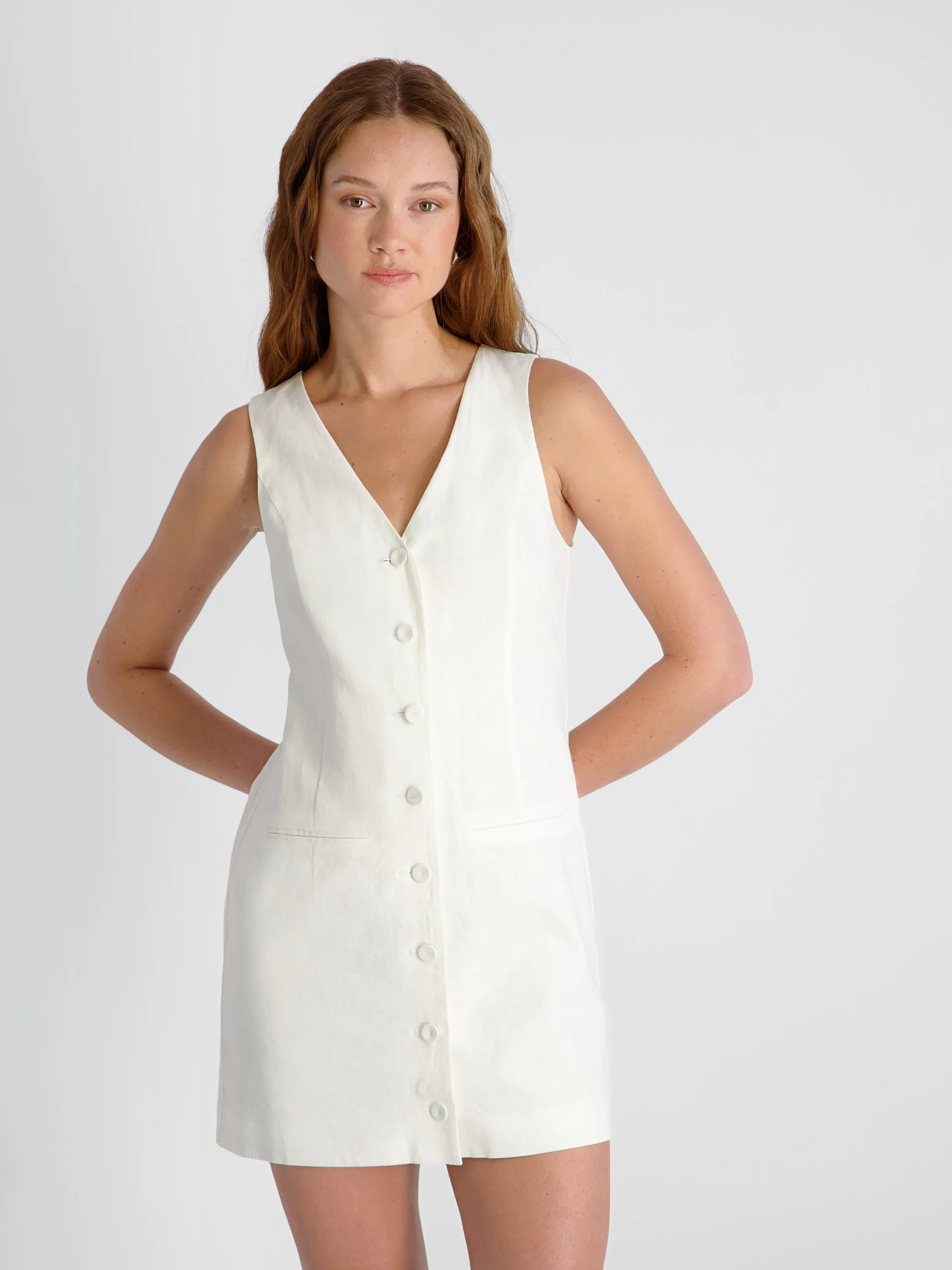 ASPEN LINEN SLEEVELESS A-LINE DRESS sold by French Connection product image thumbnail 2