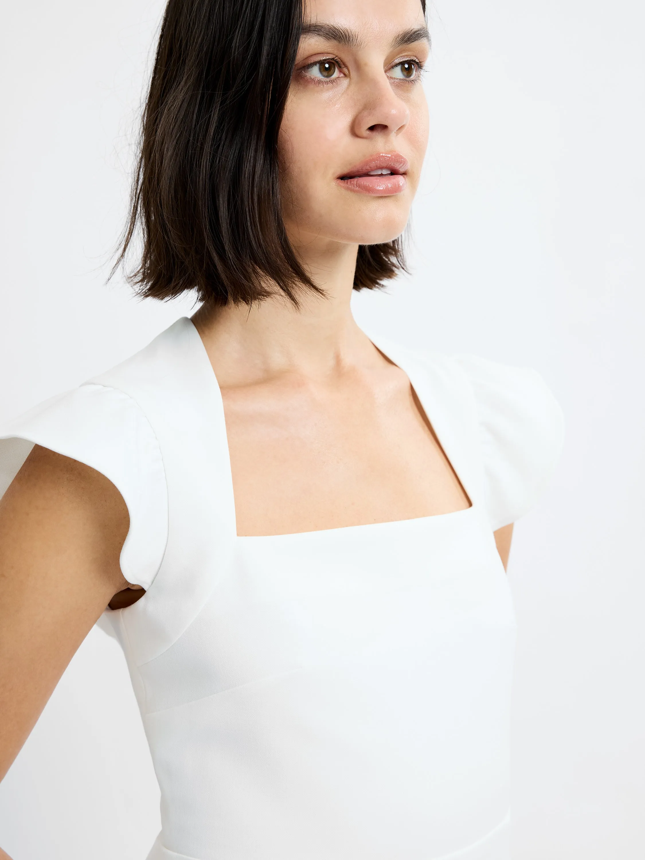 WHISPER SQUARE NECK FLUTTER SLEEVE MINI DRESS sold by French Connection product image thumbnail 3