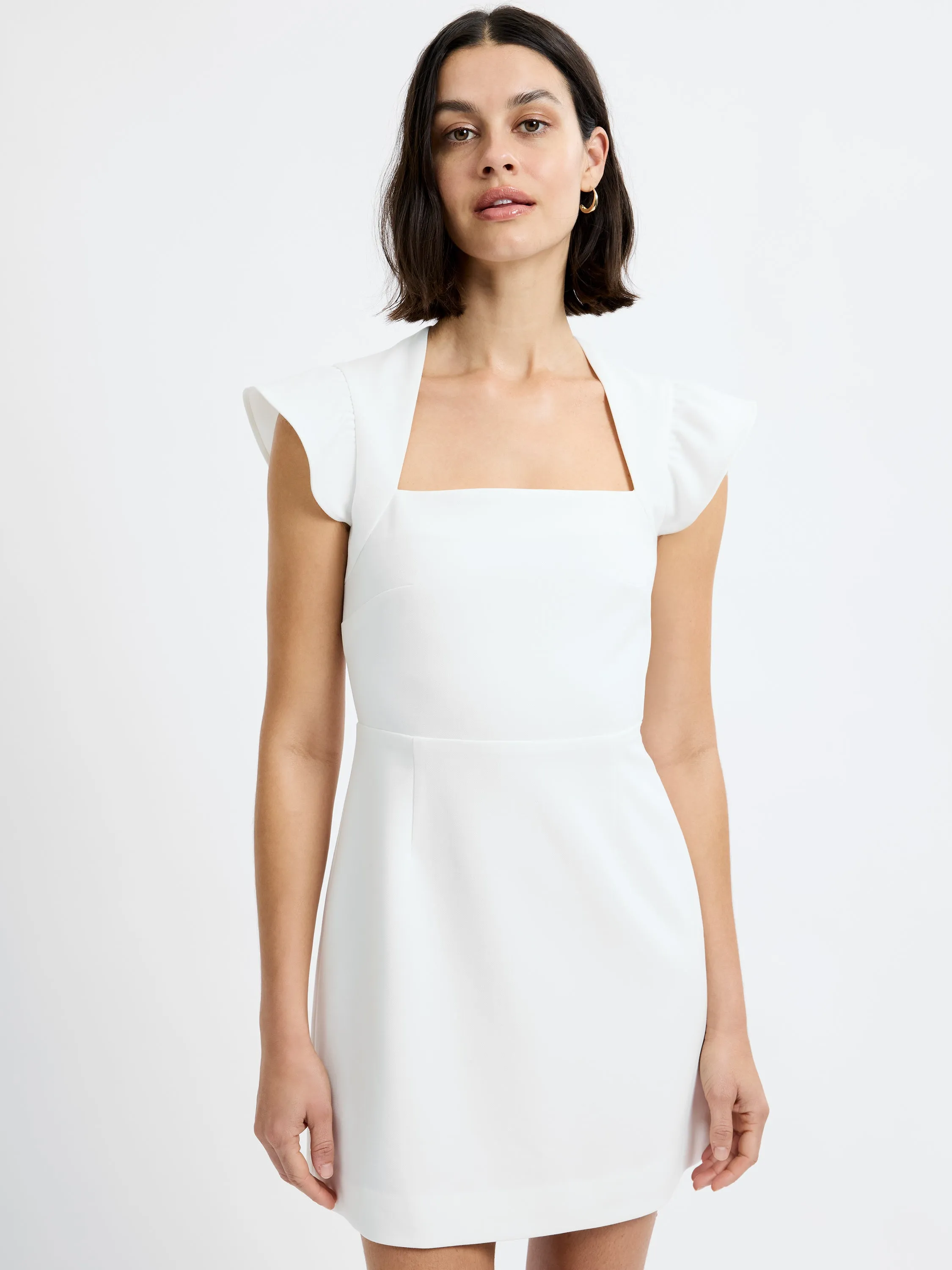 WHISPER SQUARE NECK FLUTTER SLEEVE MINI DRESS sold by French Connection product image thumbnail 2