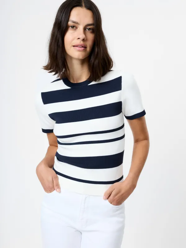 MAXIME KNIT STRIPED SHORT SLEEVE TOP made by French Connection