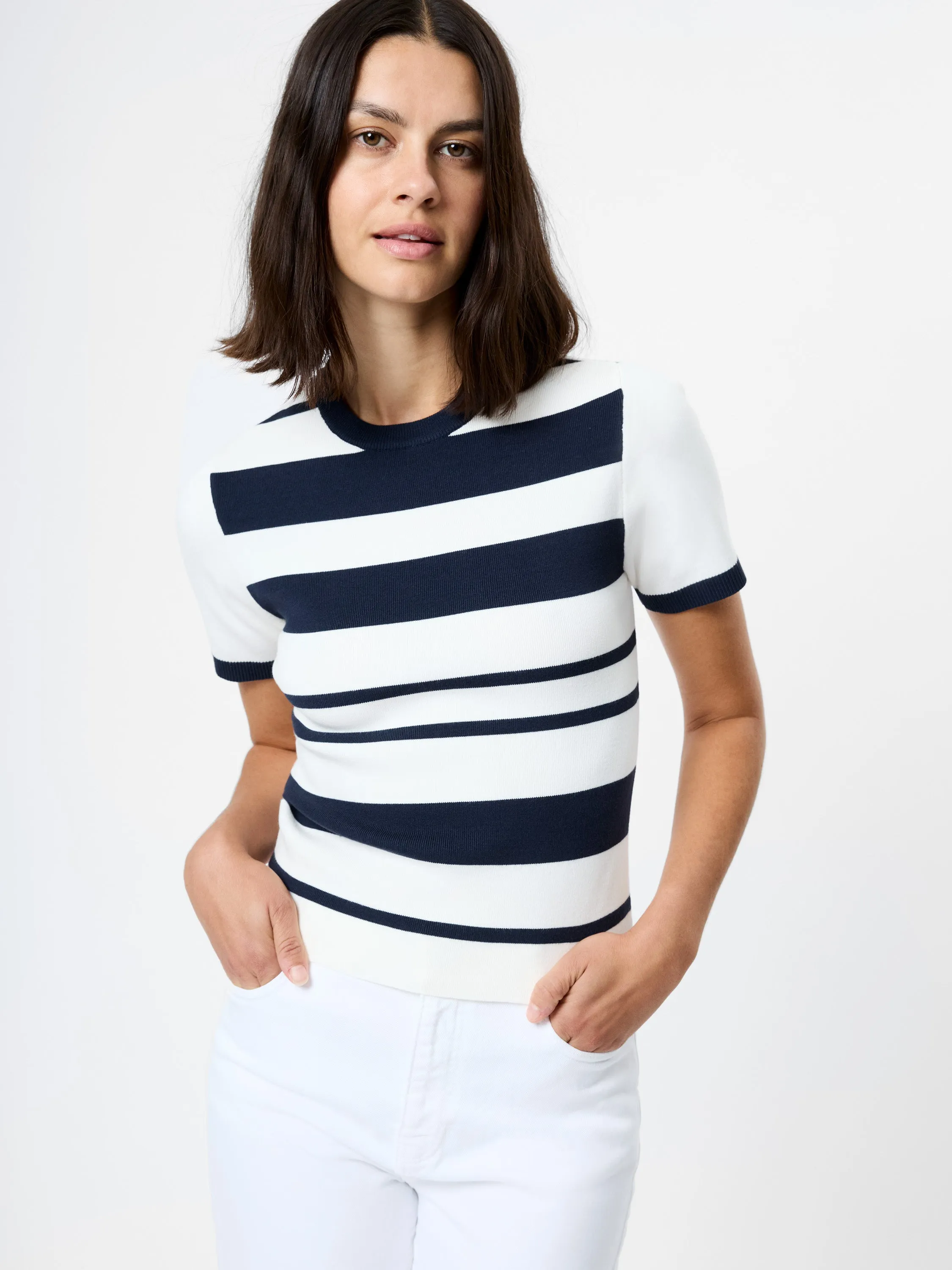 MAXIME KNIT STRIPED SHORT SLEEVE TOP sold by French Connection
