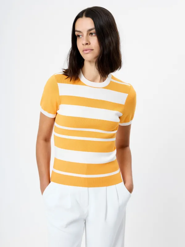 MAXIME KNIT STRIPED SHORT SLEEVE TOP made by French Connection