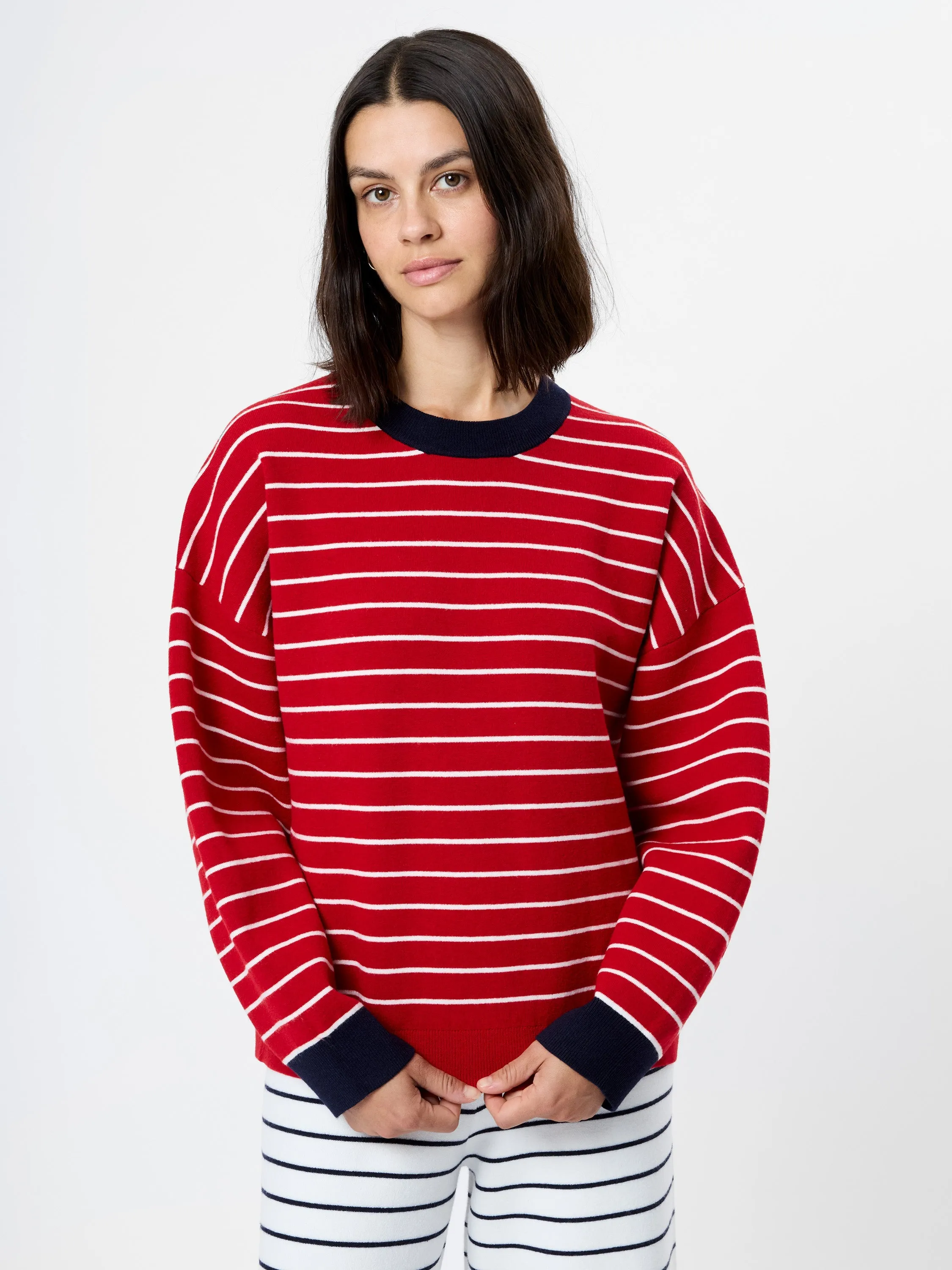 MARLEY KNIT STRIPED CREW NECK sold by French Connection
