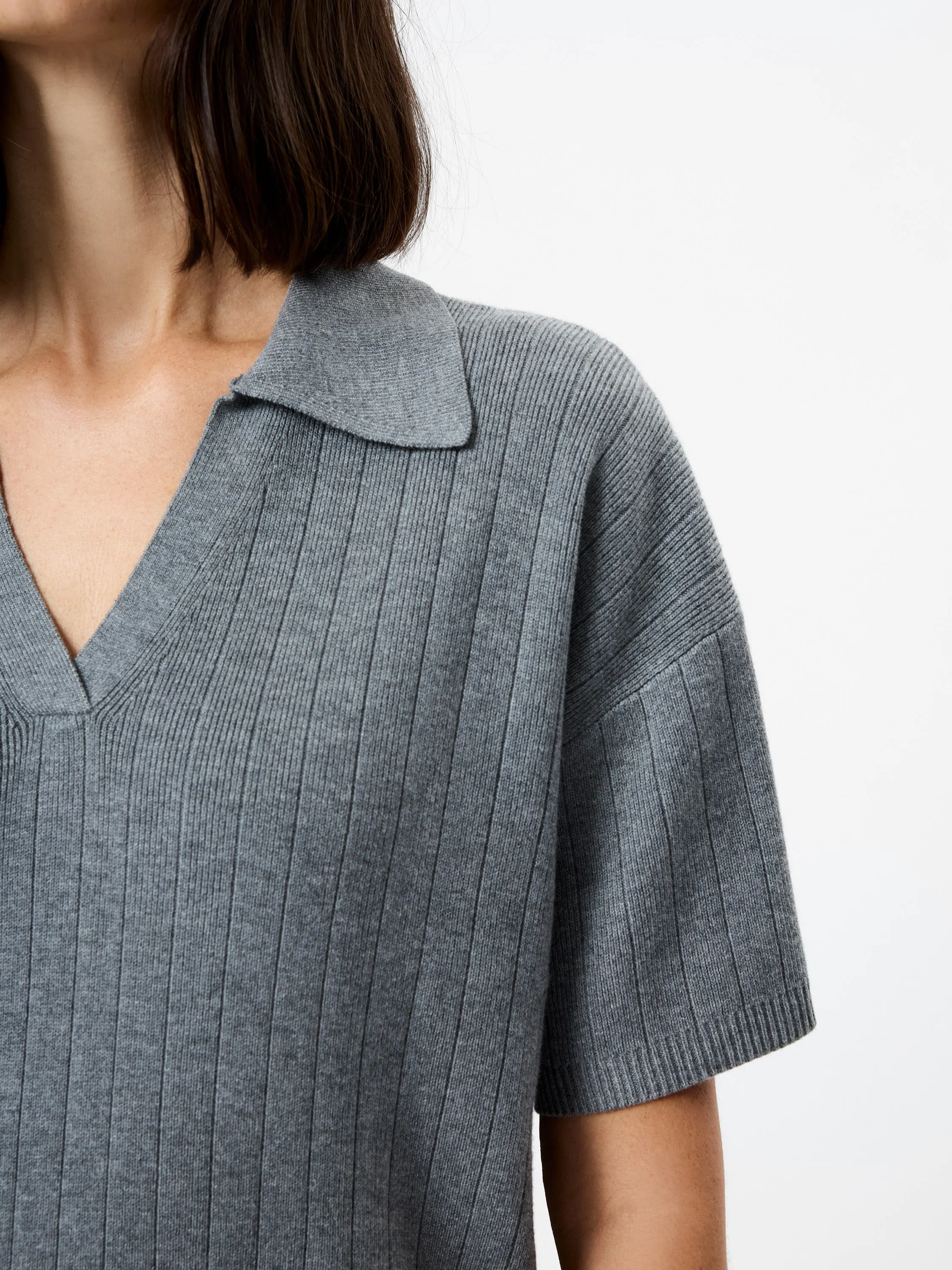JAVIER KNIT V-NECK COLLARED TOP sold by French Connection product image thumbnail 3