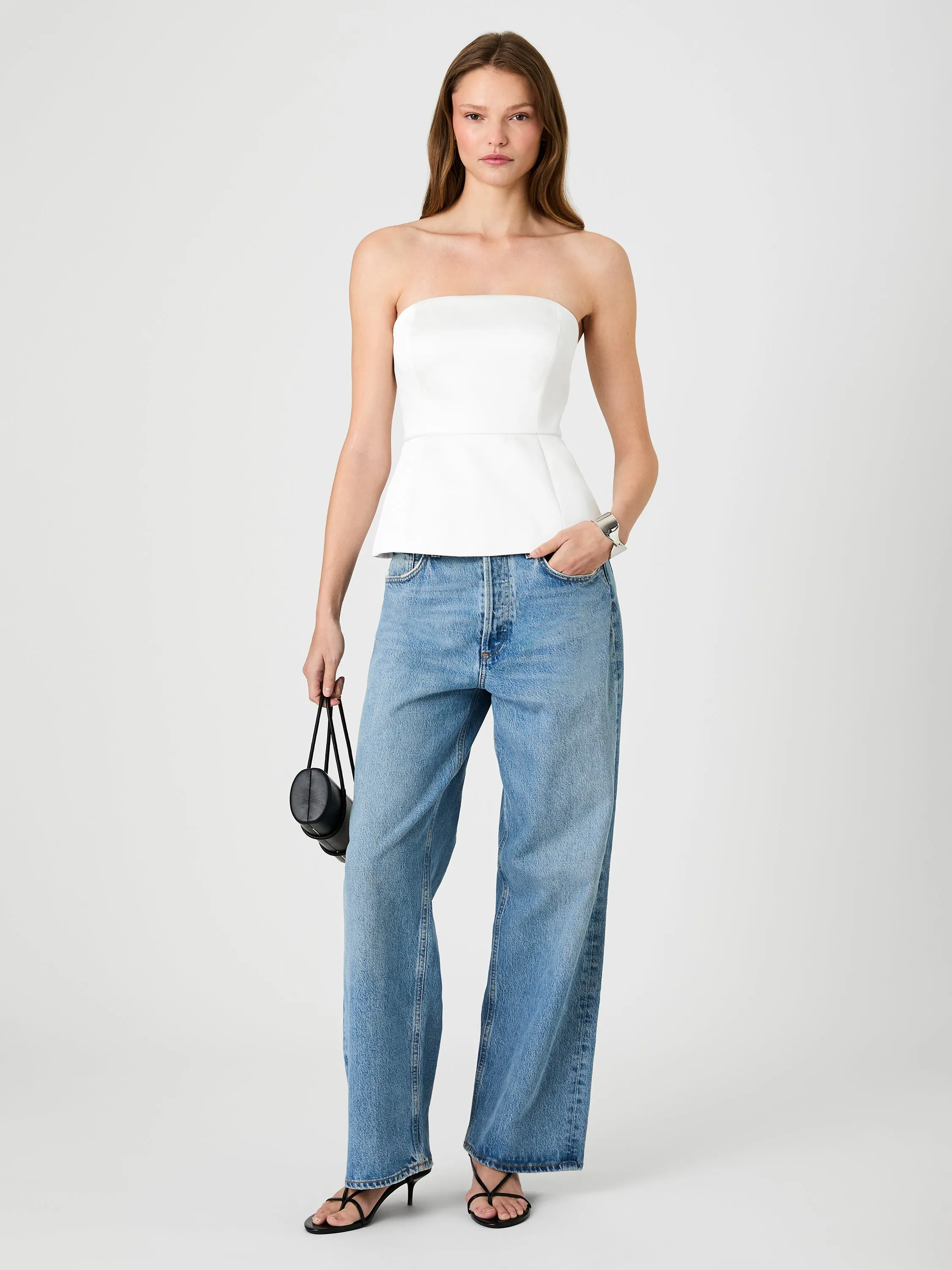 YORK SATIN STRAPLESS PEPLUM TOP sold by French Connection product image thumbnail 2
