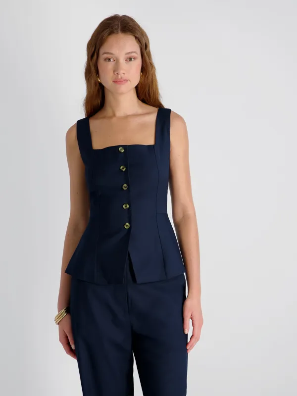 LIGHTWEIGHT TWILL SQUARE NECK SLEEVELESS TOP made by French Connection