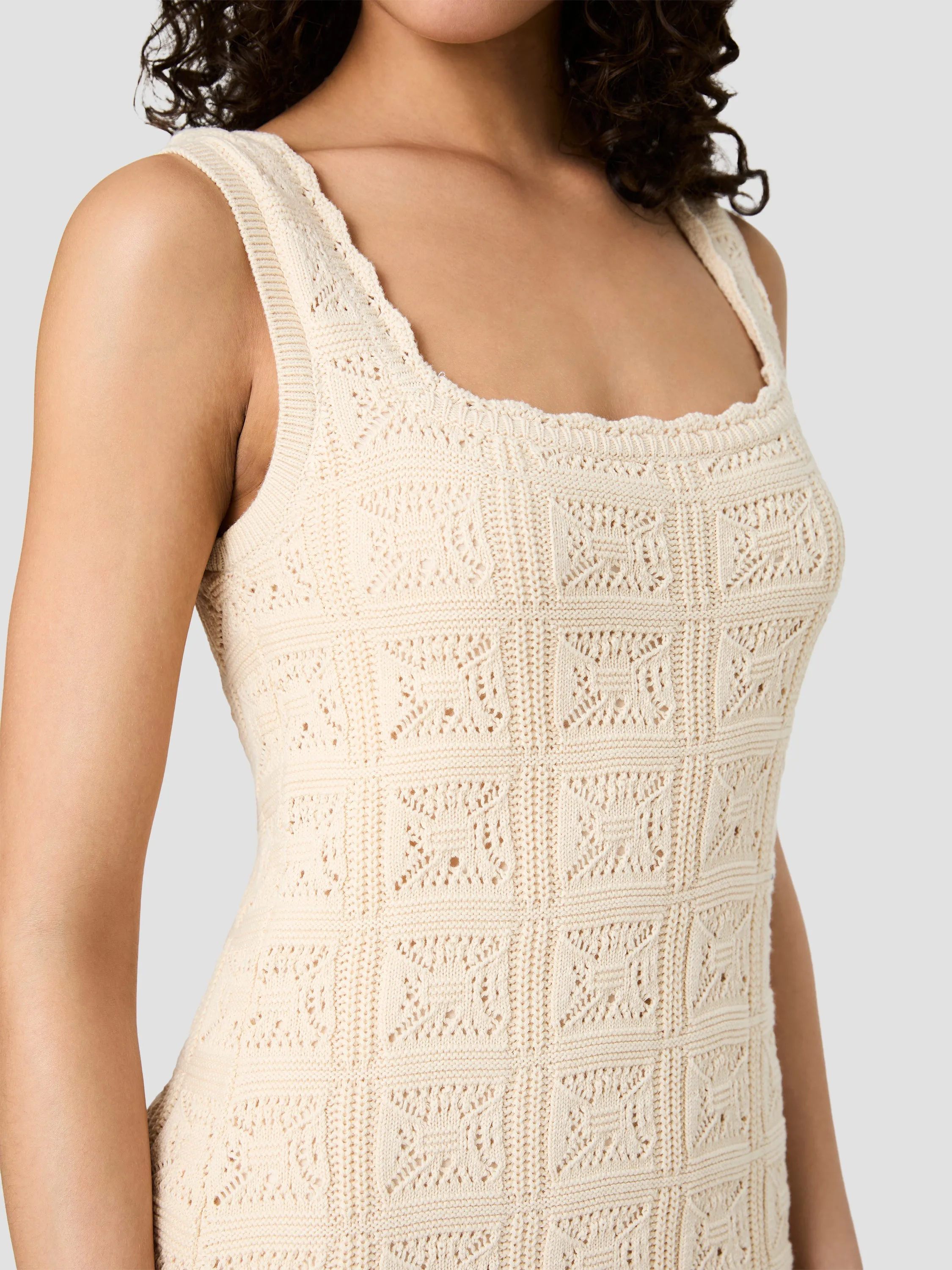 NELLIS SQUARE CROCHET KNIT MIDI DRESS sold by French Connection product image thumbnail 2