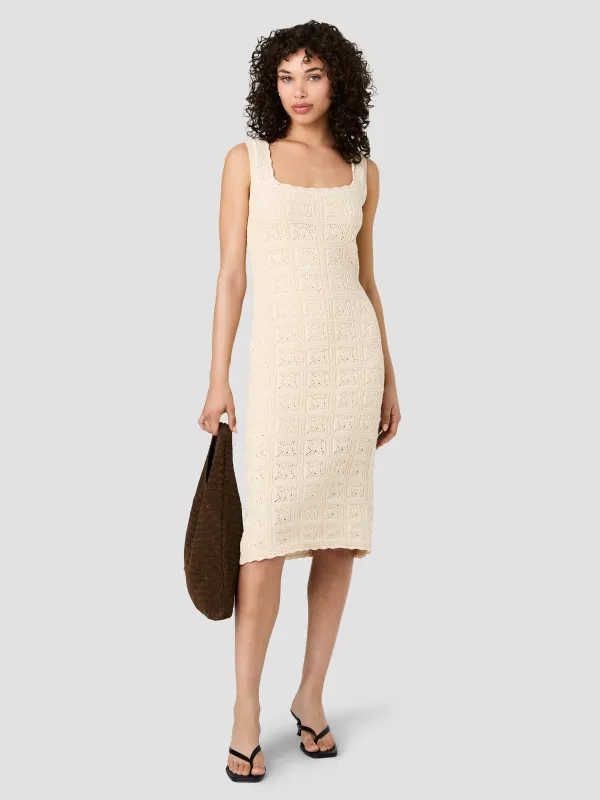 NELLIS SQUARE CROCHET KNIT MIDI DRESS made by French Connection
