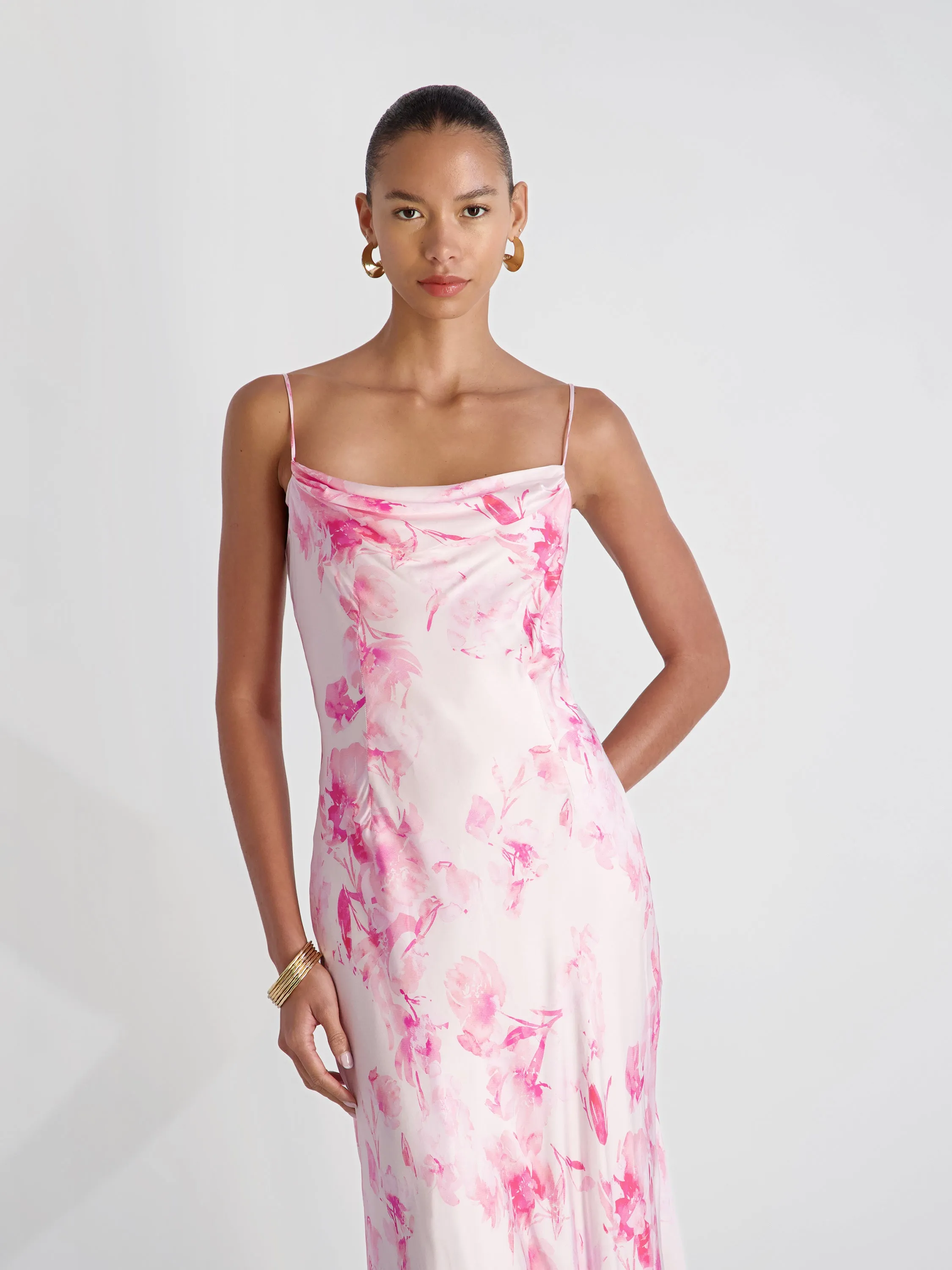 OONA SATIN SOPHIE FLEUR MIDI DRESS sold by French Connection product image thumbnail 2
