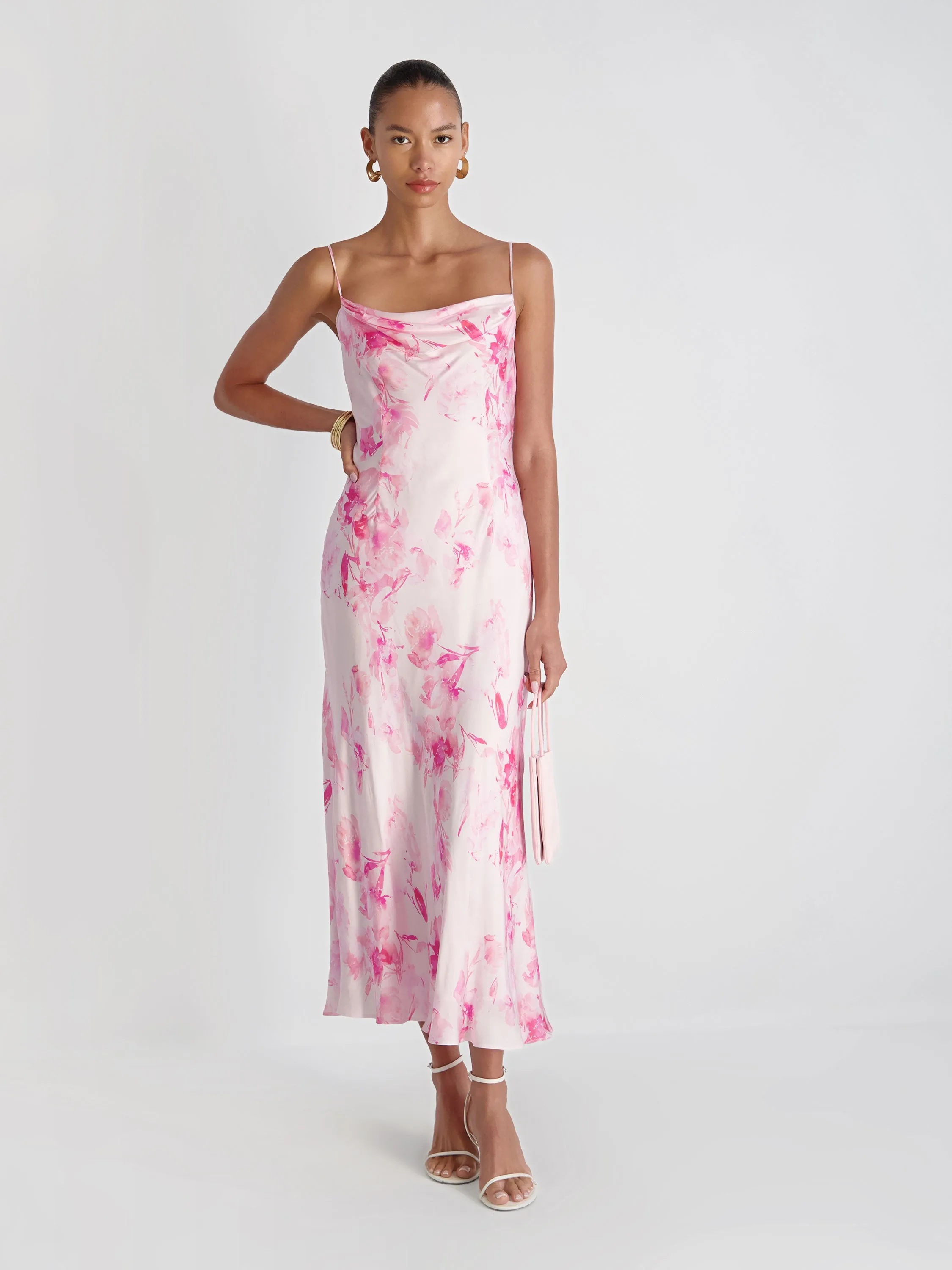 OONA SATIN SOPHIE FLEUR MIDI DRESS sold by French Connection product image thumbnail 3