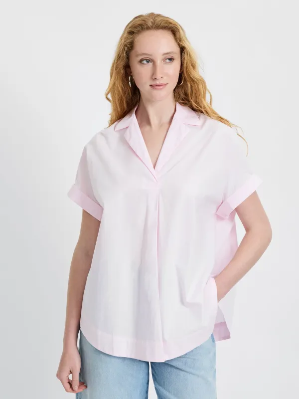 POPLIN COLLAR SHORT SLEEVE PULLOVER made by French Connection