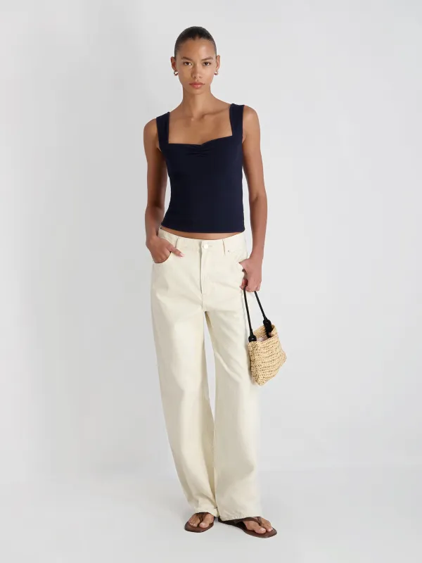 MAISIE JERSEY KNIT RUCHED FRONT TANK made by French Connection