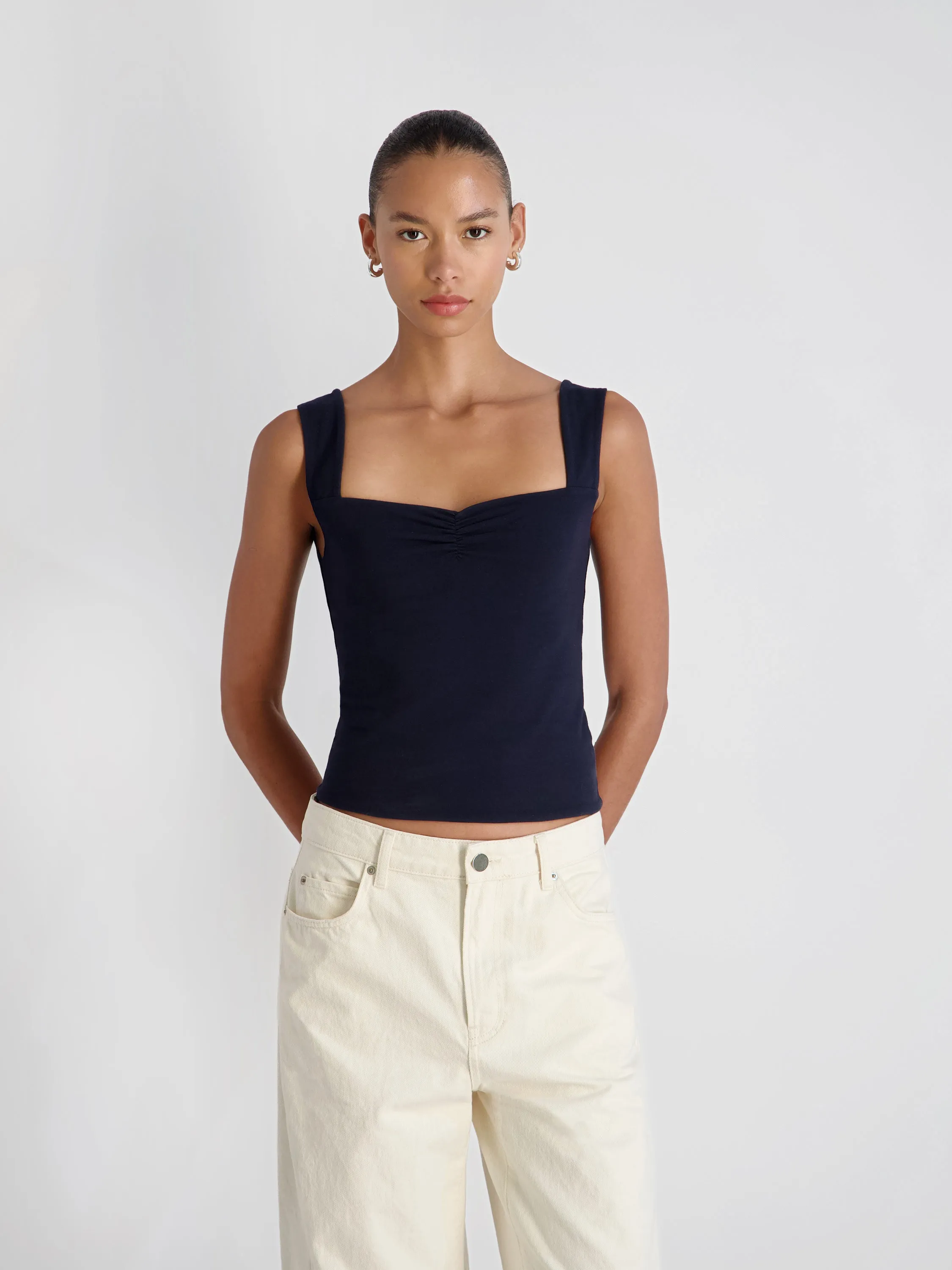 MAISIE JERSEY KNIT RUCHED FRONT TANK sold by French Connection product image thumbnail 2