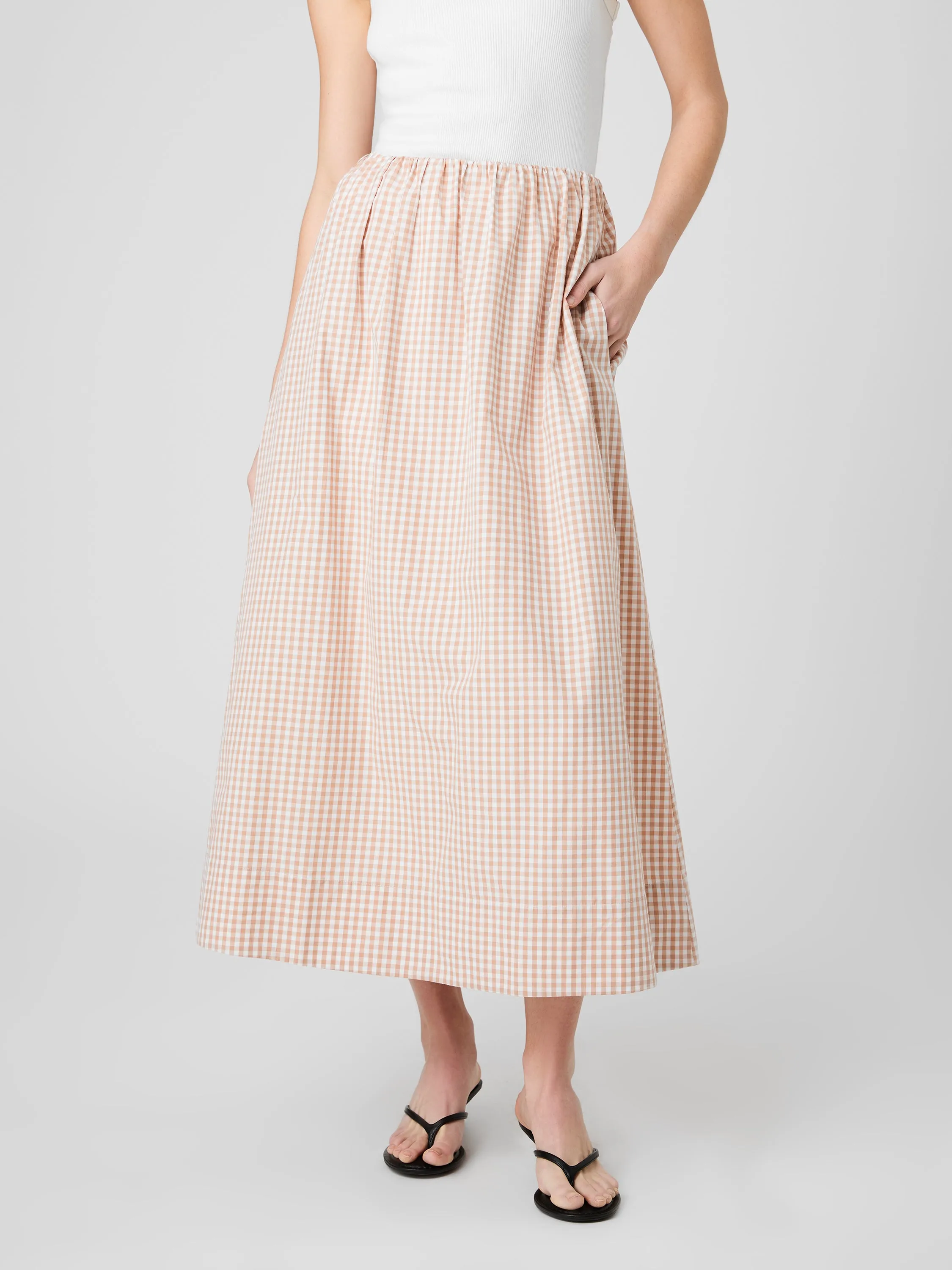 PETITE GINGHAM RUCHED MIDI SKIRT sold by French Connection product image thumbnail 2