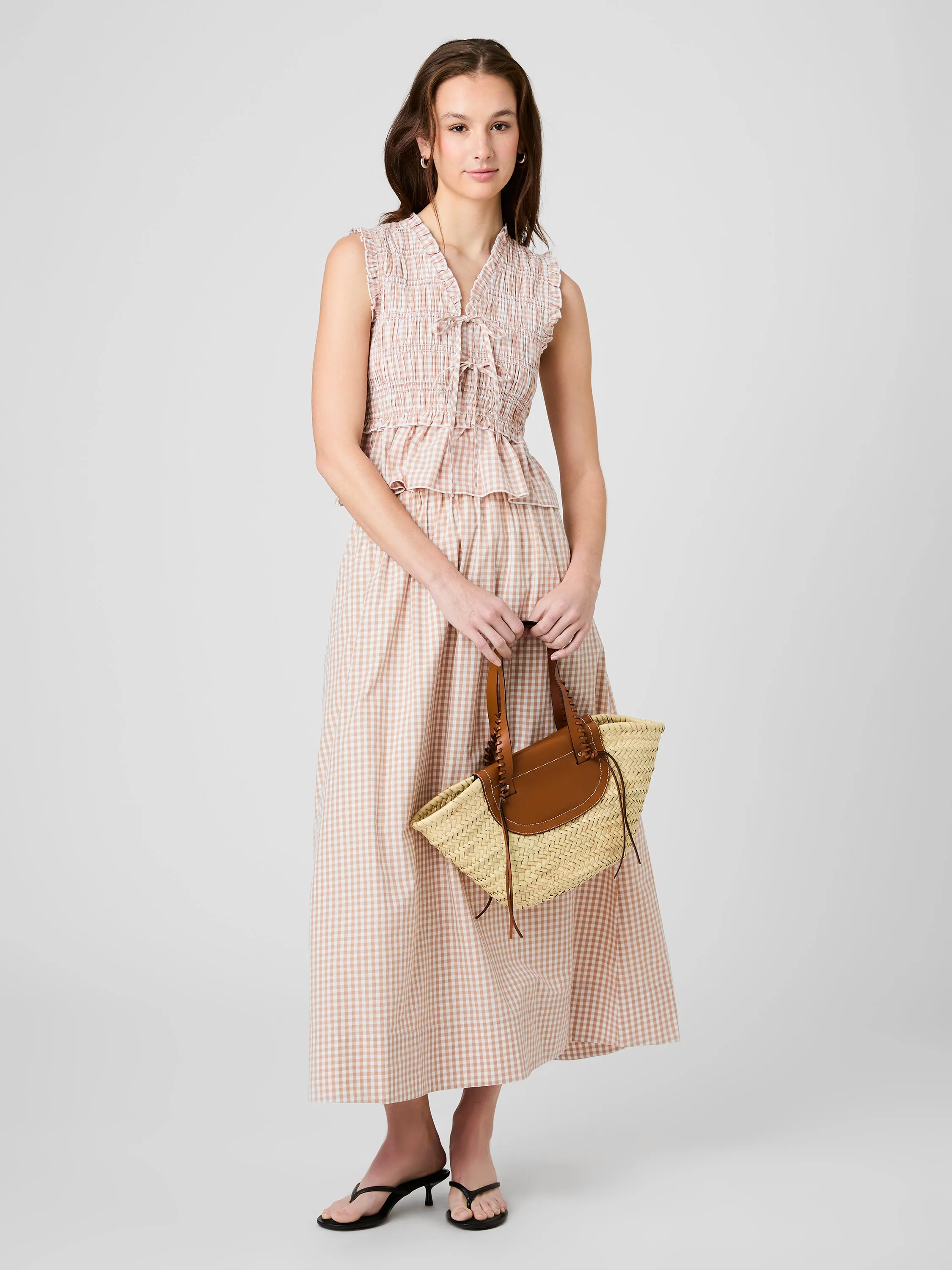 PETITE GINGHAM RUCHED MIDI SKIRT sold by French Connection