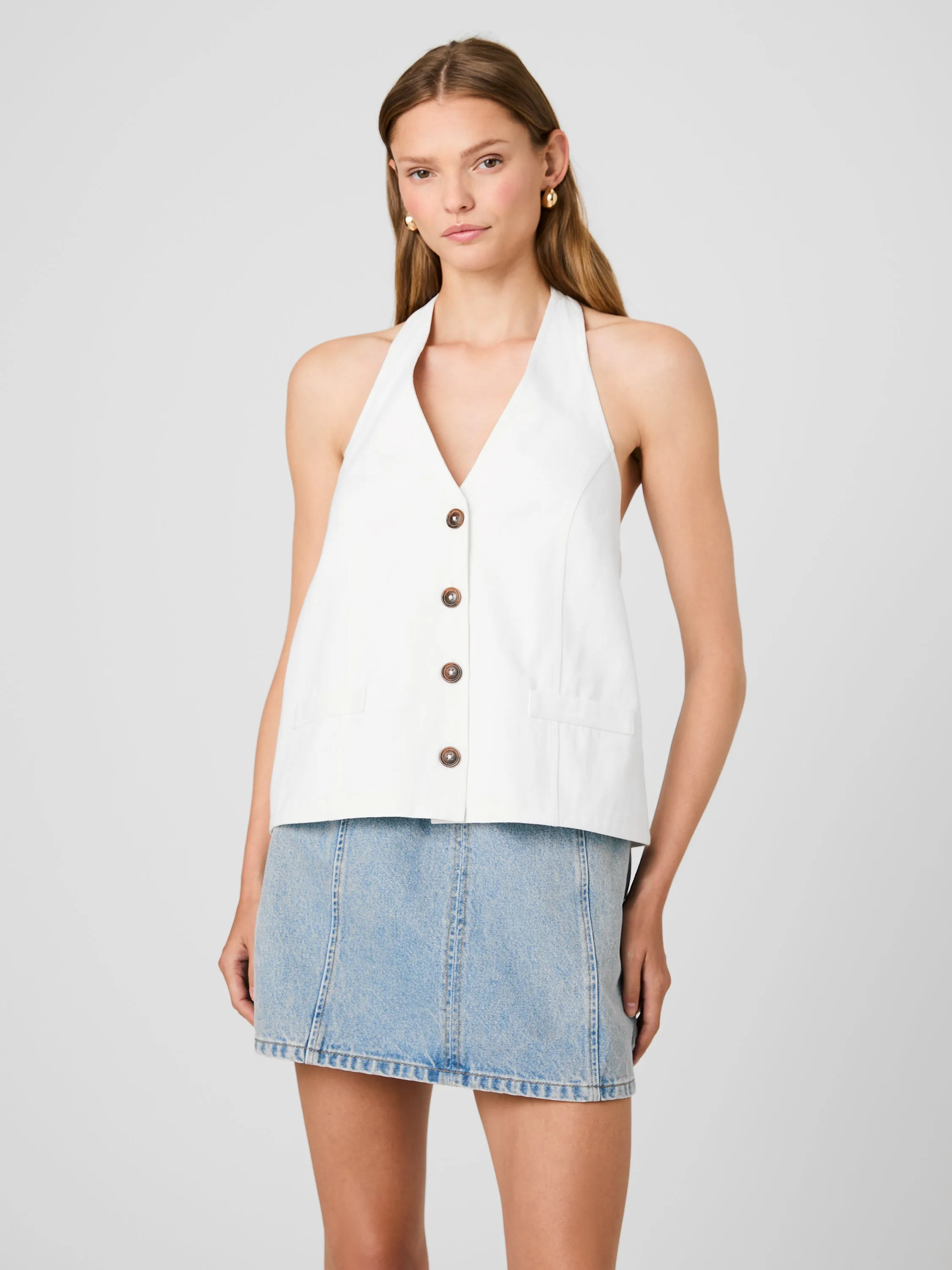 KELLER COTTON TWILL BOXY HALTER TOP sold by French Connection product image thumbnail 2