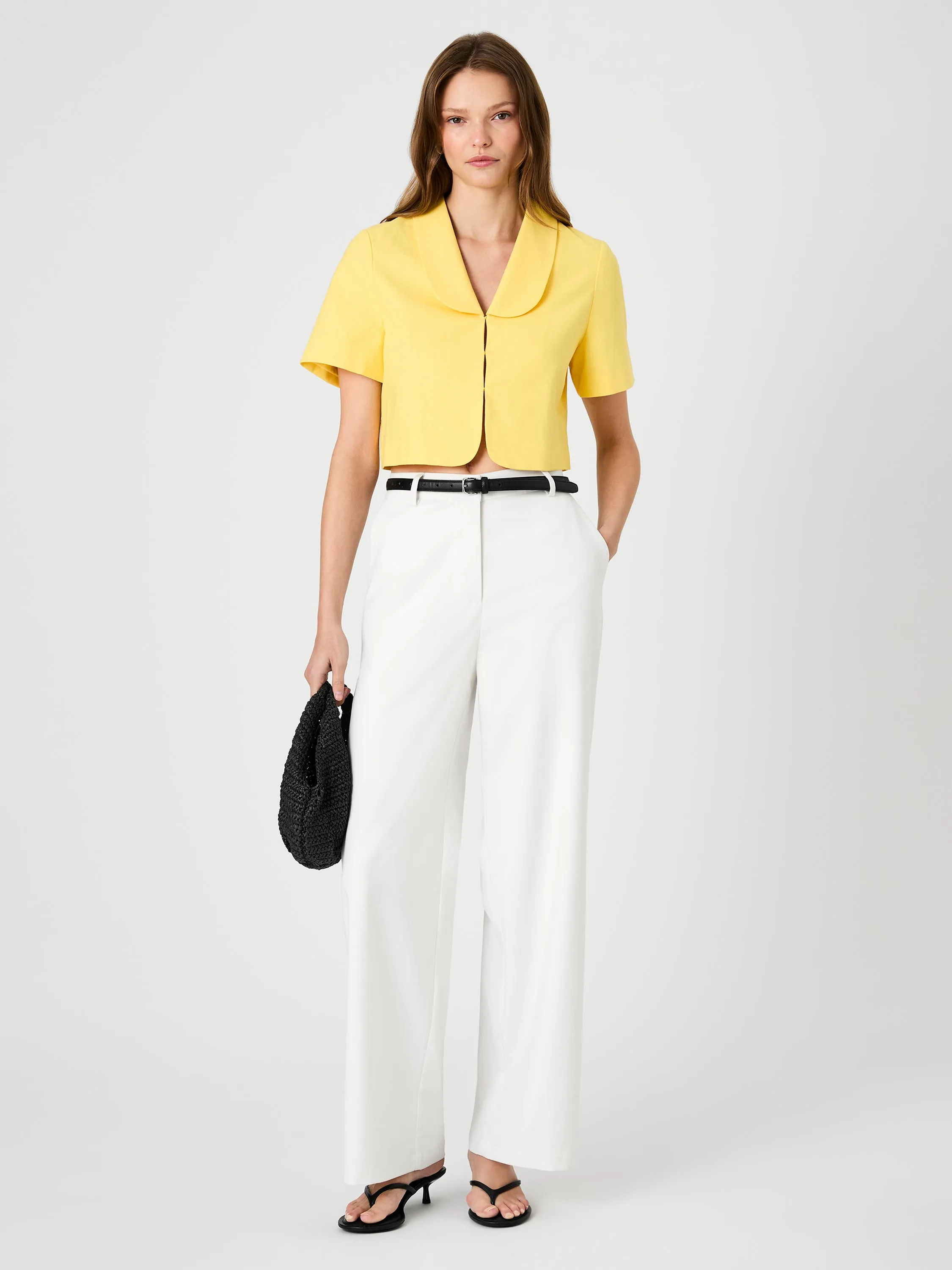 THEO LINEN OVERSIZED COLLAR TOP sold by French Connection