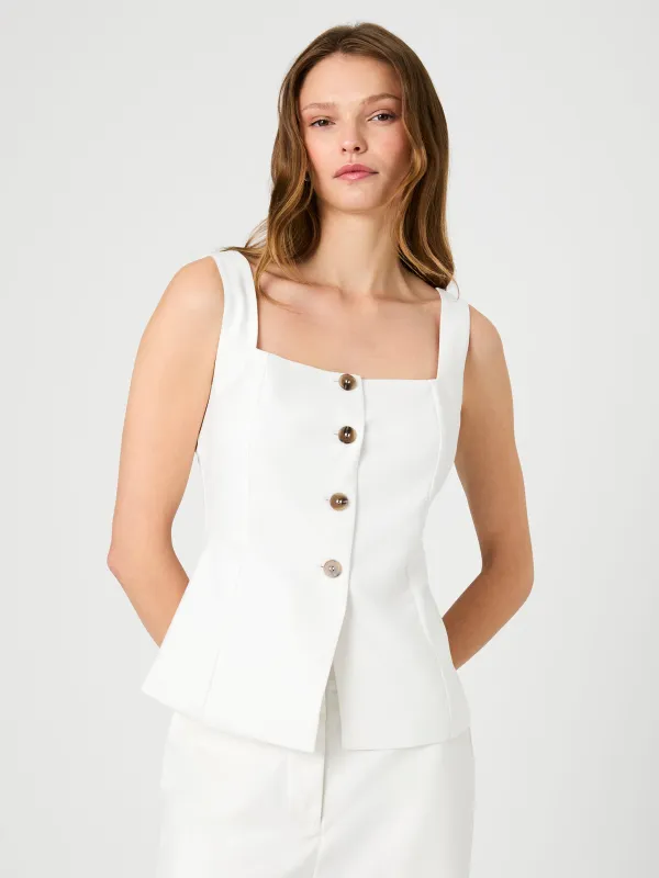 LIGHTWEIGHT TWILL SQUARE NECK SLEEVELESS TOP made by French Connection