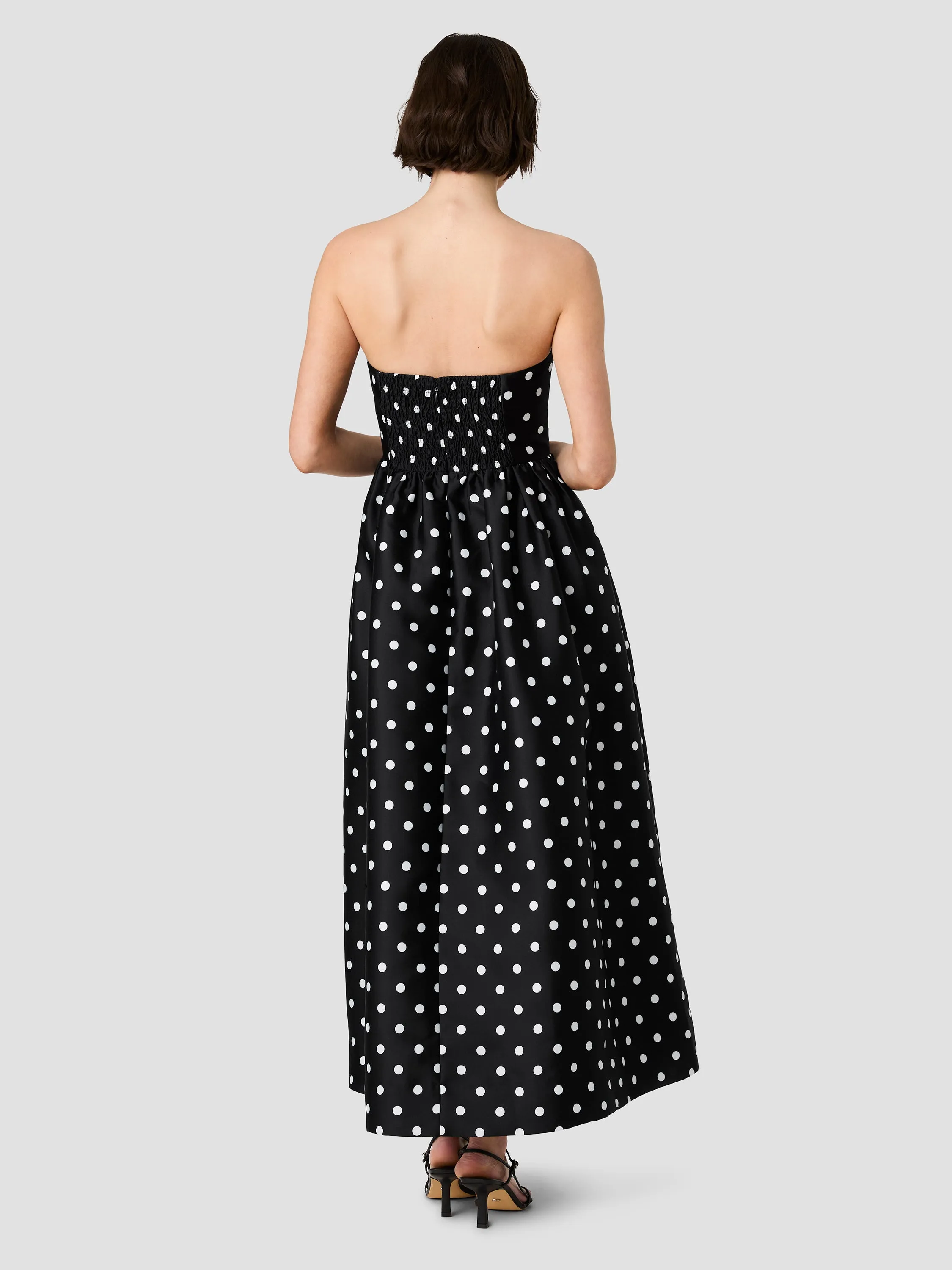 STRUCTURED TAFFETA POLKA DOT STRAPLESS MIDI DRESS sold by French Connection product image thumbnail 3