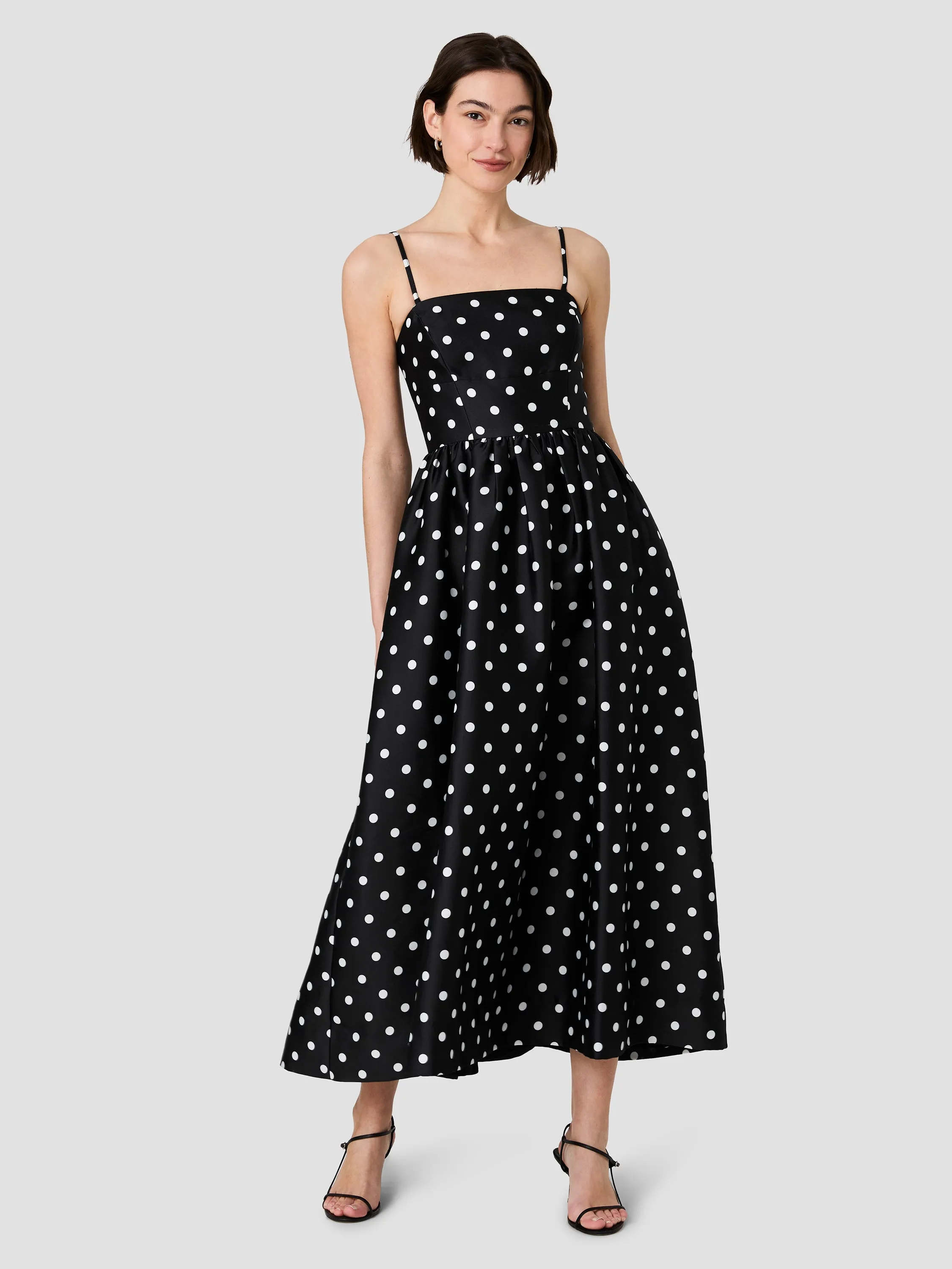 STRUCTURED TAFFETA POLKA DOT STRAPLESS MIDI DRESS sold by French Connection product image thumbnail 5