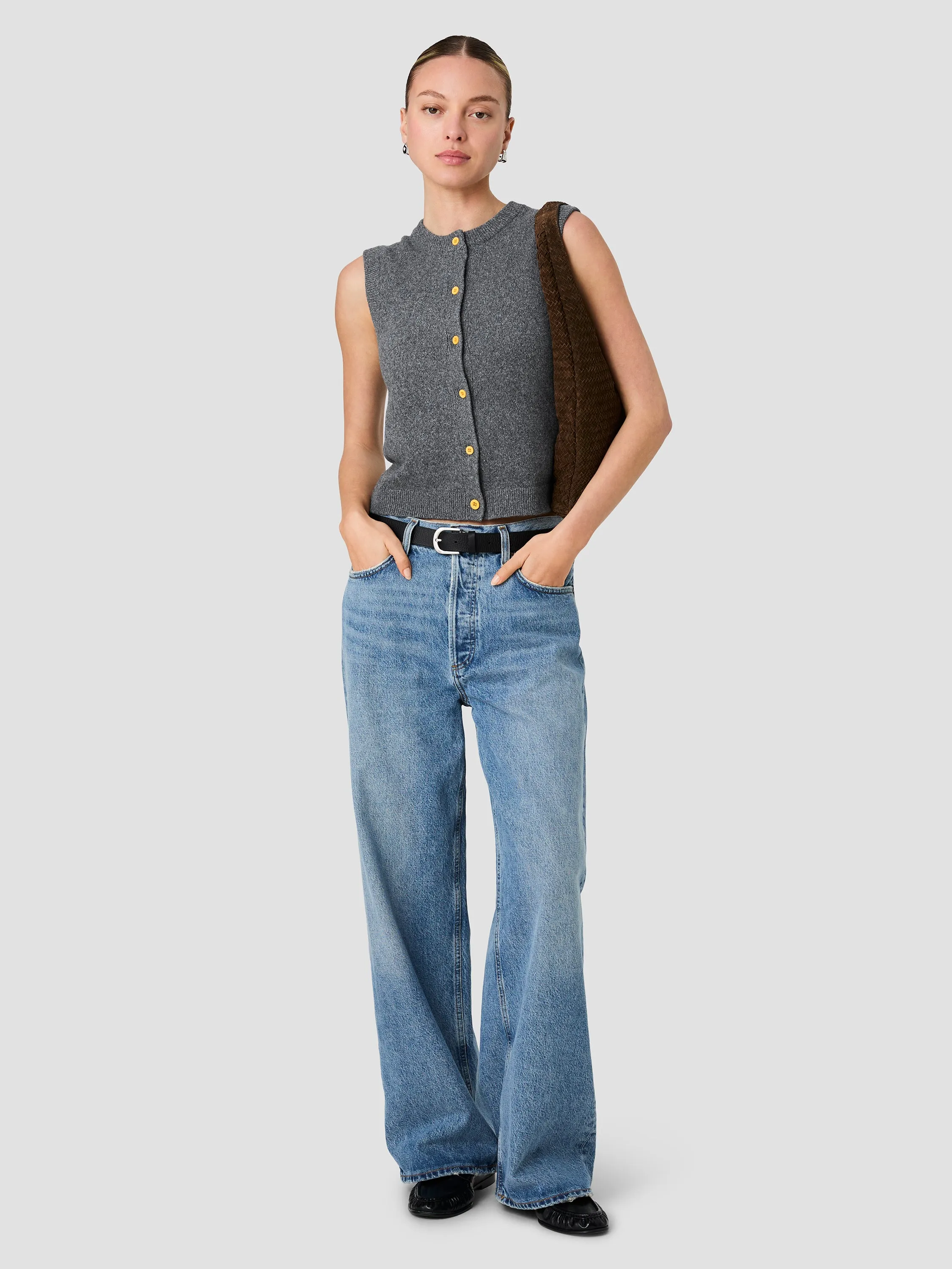 ALEYNA KNIT CONTRAST BUTTONS SLEEVELESS TOP sold by French Connection
