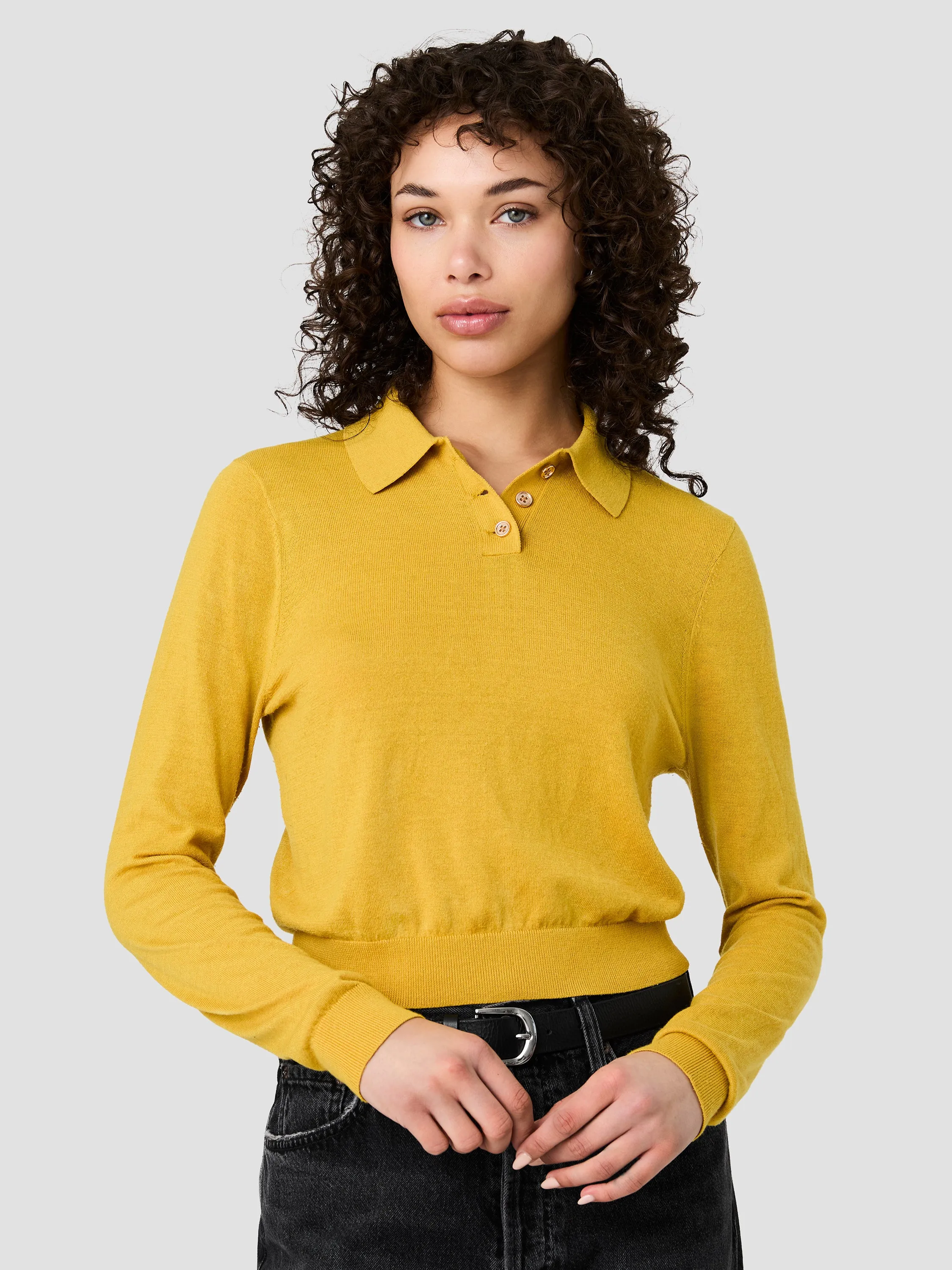 NOLA FINE KNIT LONG SLEEVE POLO TOP sold by French Connection product image thumbnail 2