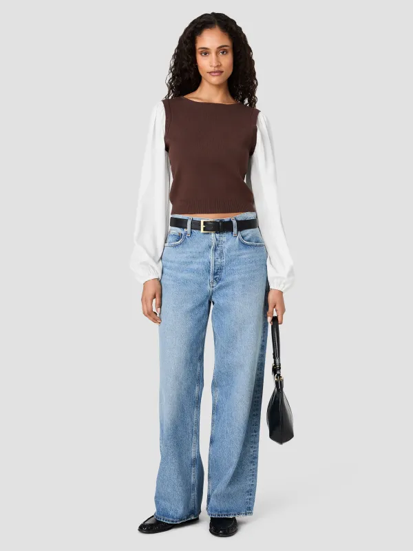 MAXIME KNIT SHIRTING LONG SLEEVE TOP made by French Connection