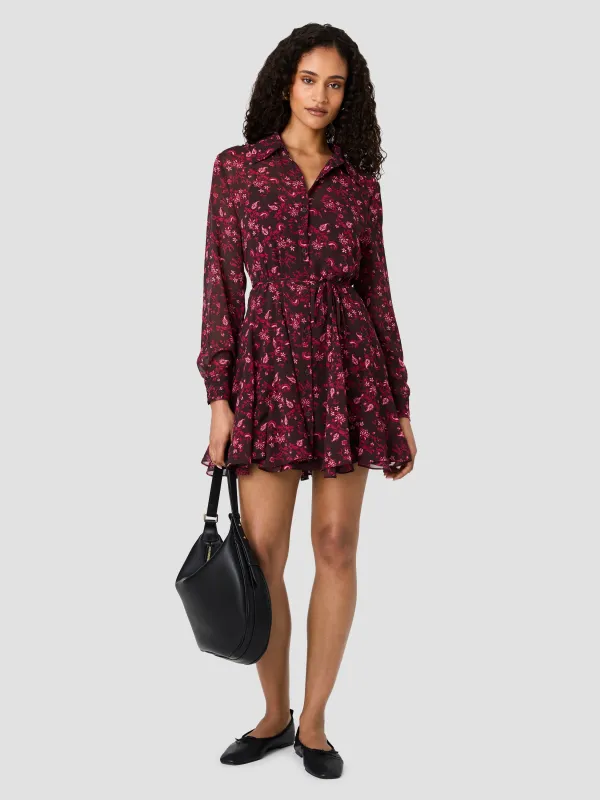 MARINA AURORA FLEUR LONG SLEEVE TIE MINI DRESS made by French Connection