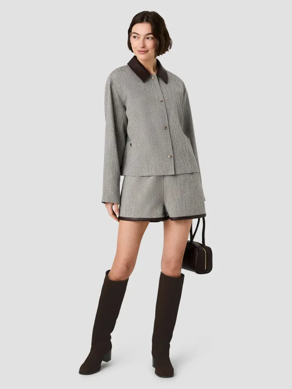 SPECKLED HERRINGBONE SUITING CROPPED JACKET made by French Connection