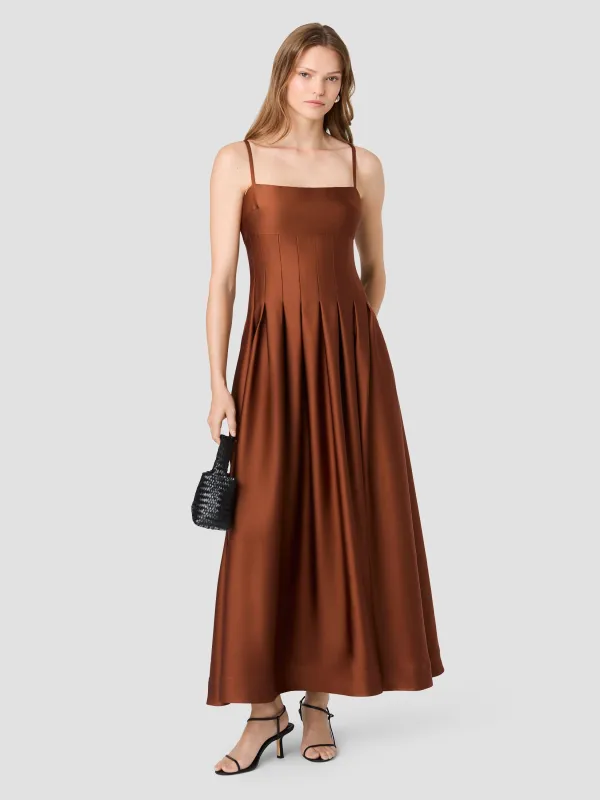 SLINKY SATIN PLEATED MAXI DRESS made by French Connection