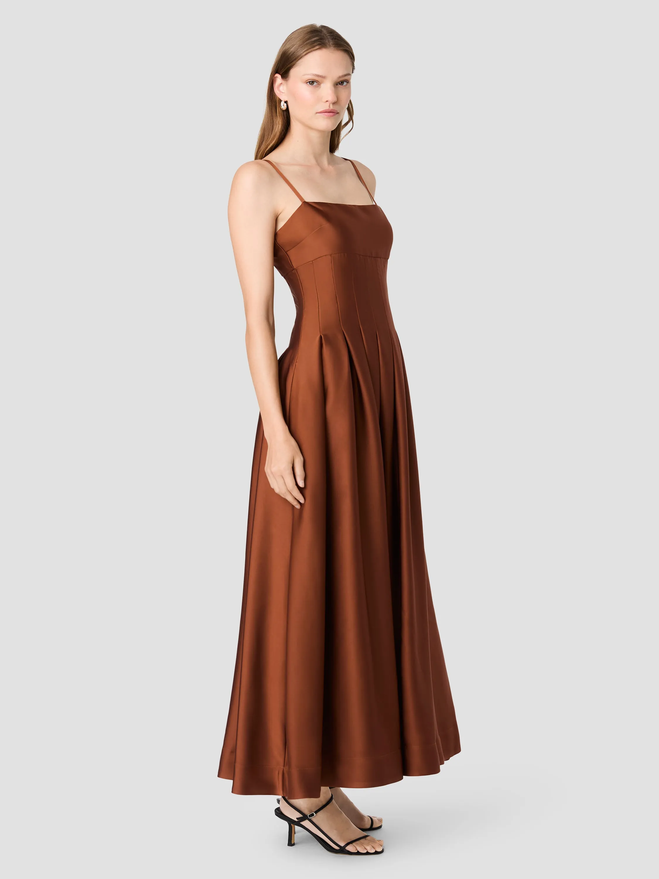 SLINKY SATIN PLEATED MAXI DRESS sold by French Connection product image thumbnail 3