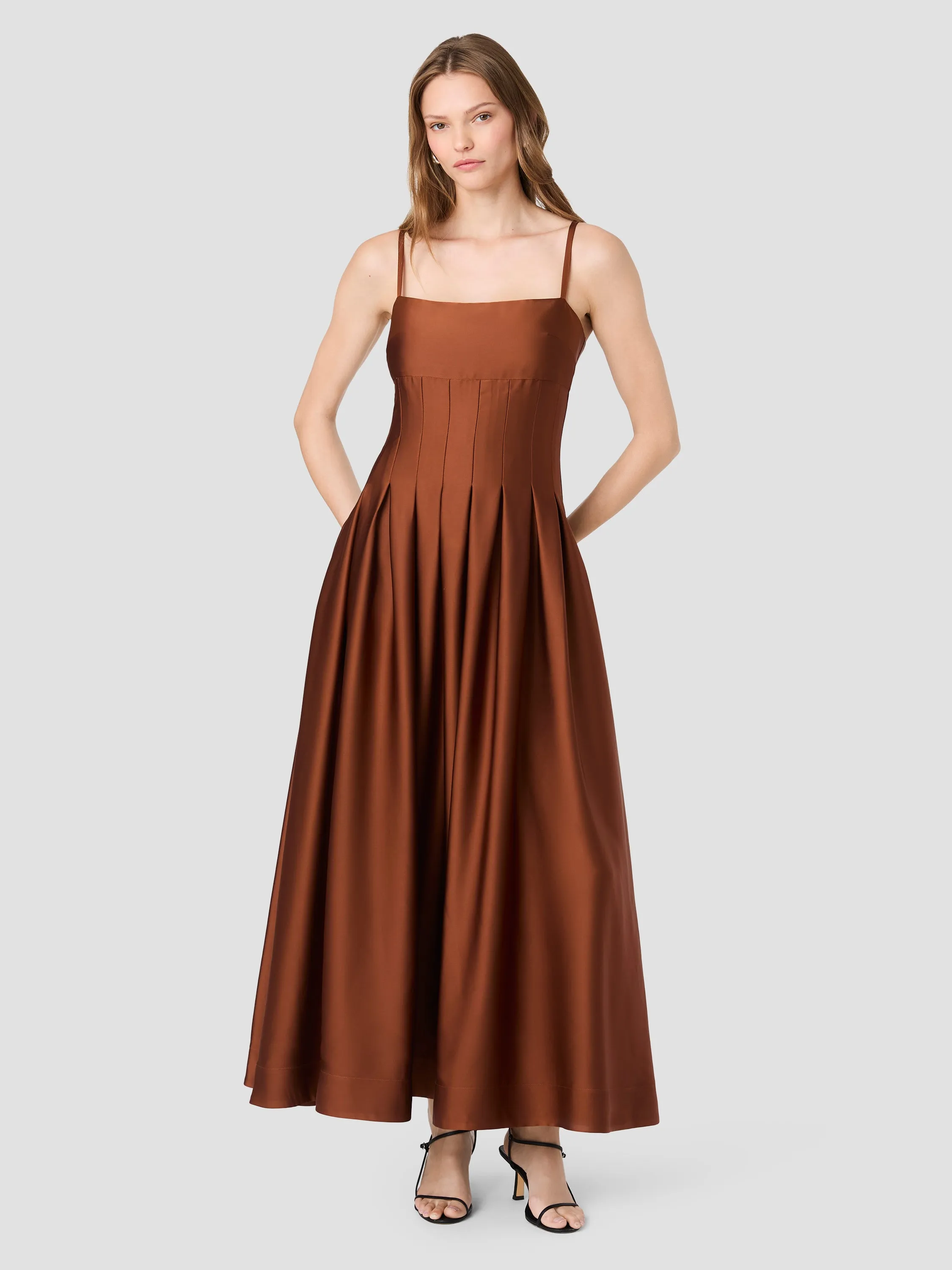 SLINKY SATIN PLEATED MAXI DRESS sold by French Connection product image thumbnail 5