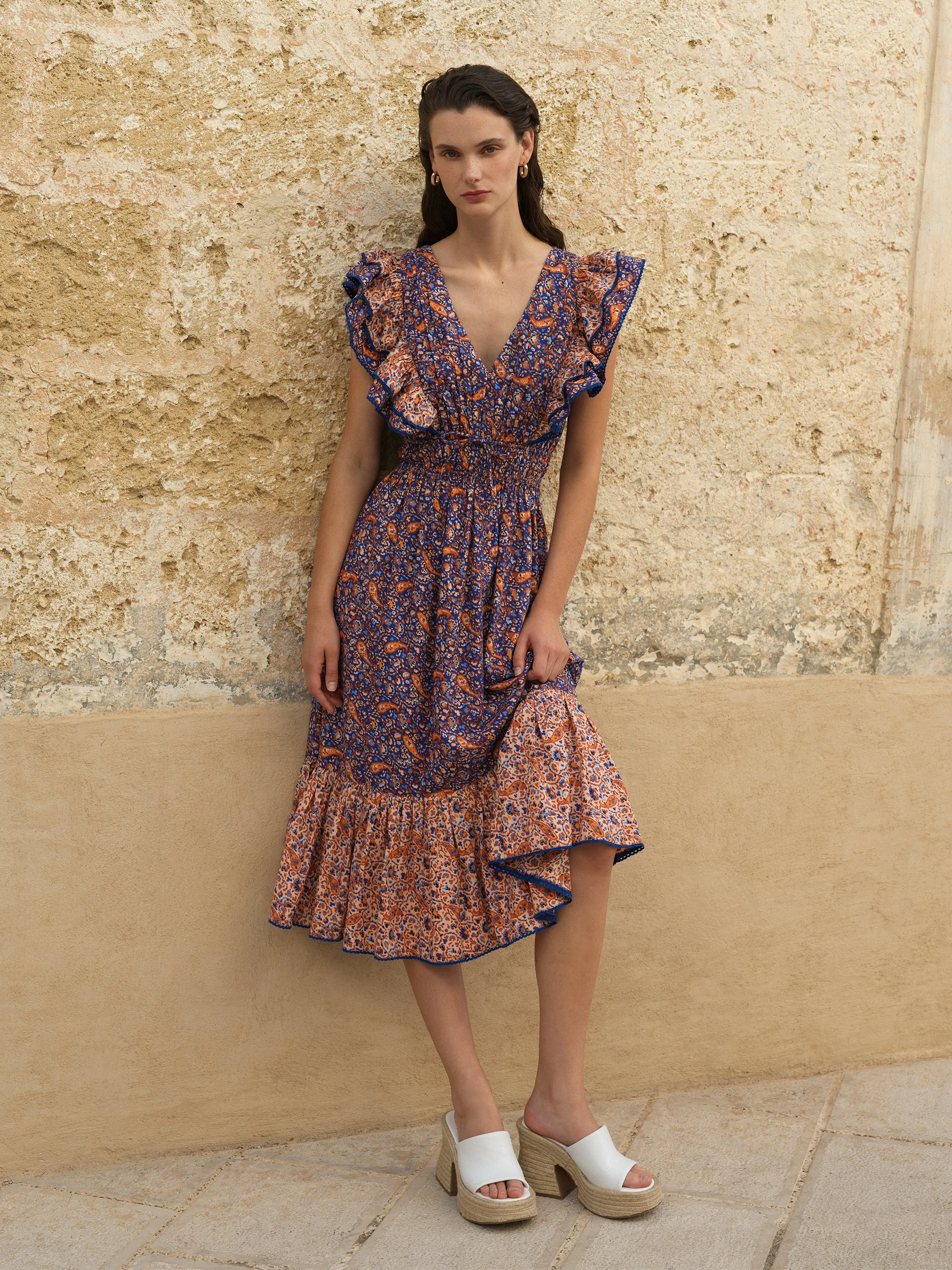 Anathia Blaire Frill Midi Dress sold by French Connection