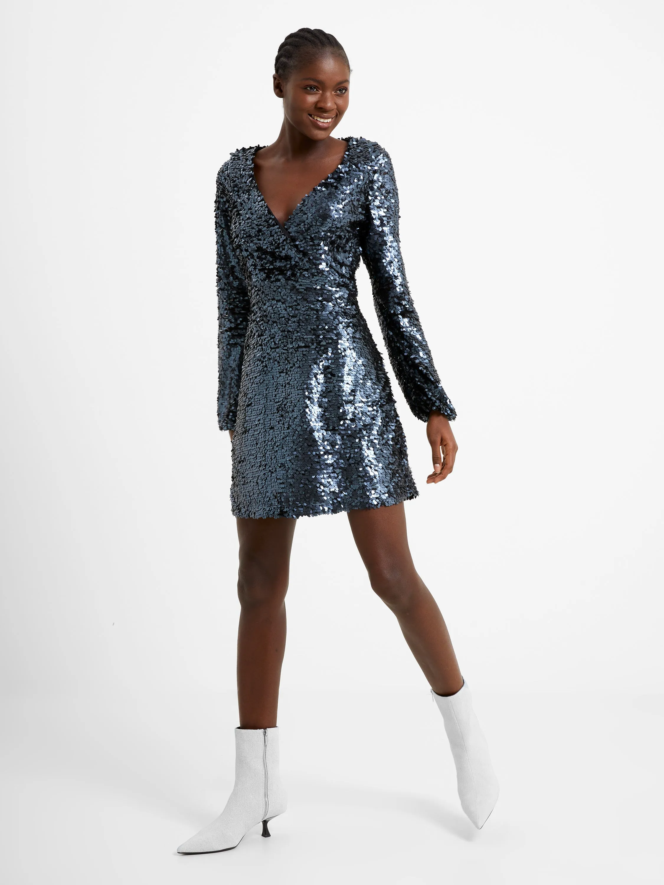 Bisma Sequin Wrap Dress sold by French Connection